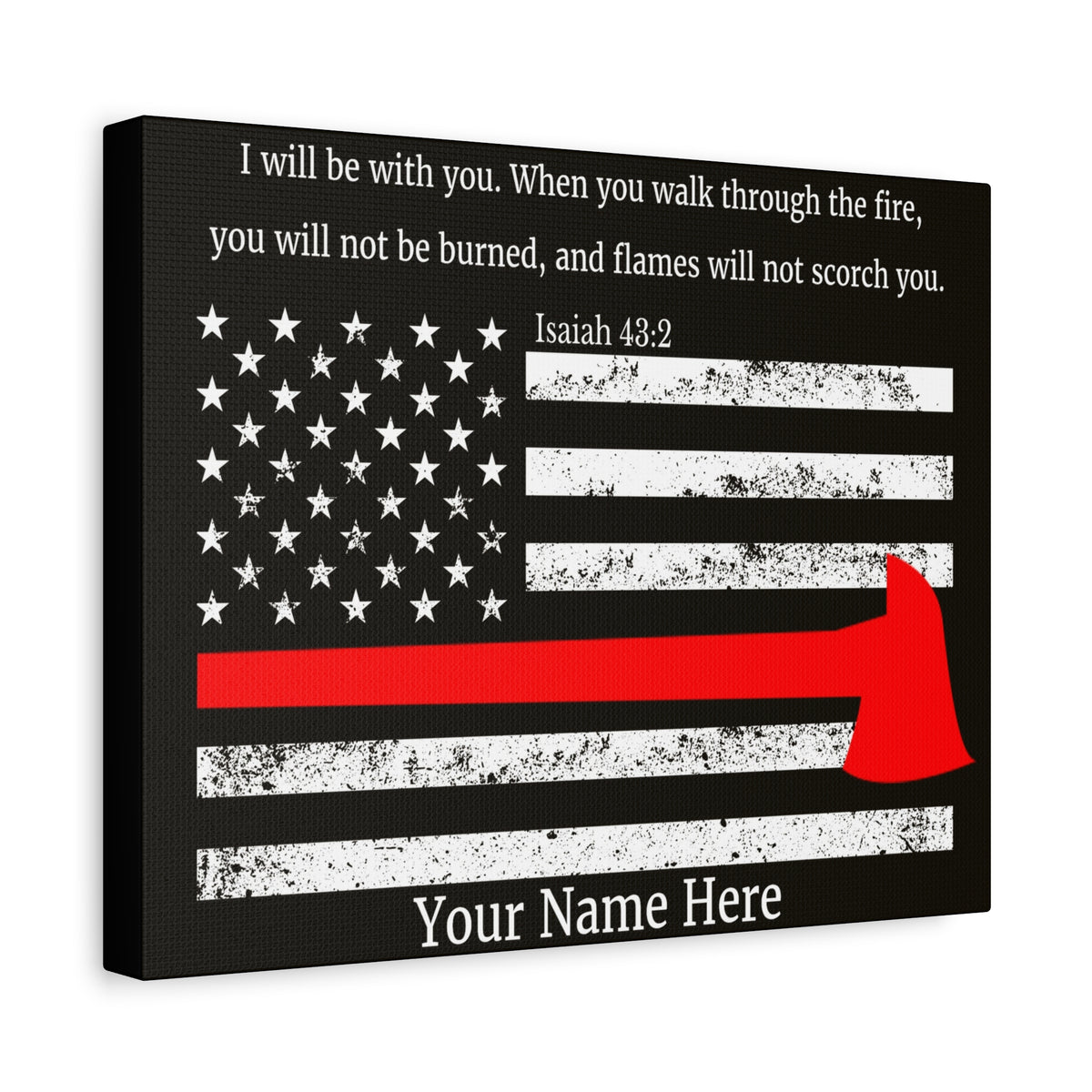 Scripture Walls Personalized Firefighter Isaiah 43:2 Bible Canvas Christian Wall Art Ready to Hang Unframed-Express Your Love Gifts