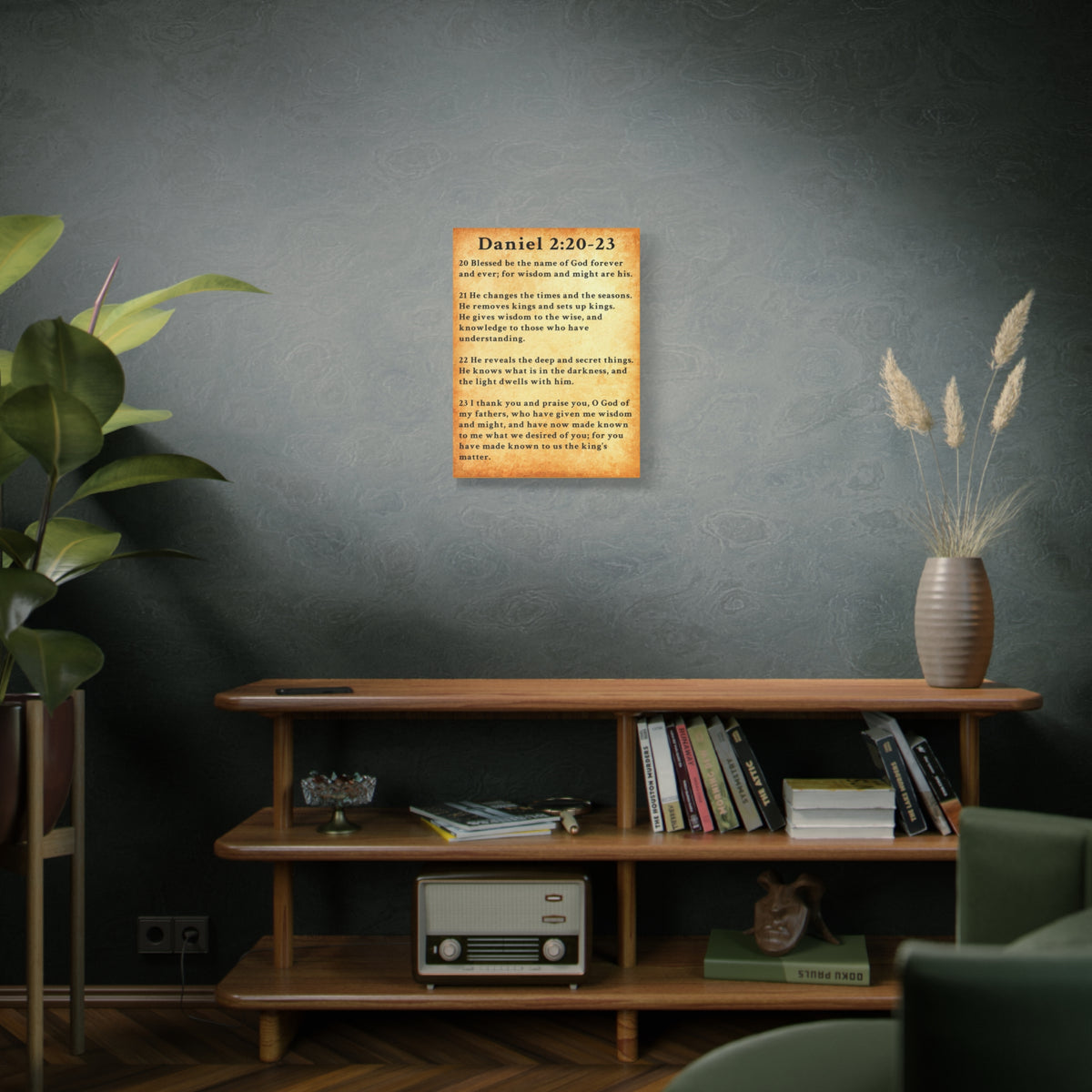 Scripture Walls Daniel 2:20-23 Daniel's Prayer of Praise Gold Bible Verse Canvas Christian Wall Art Ready to Hang Unframed-Express Your Love Gifts