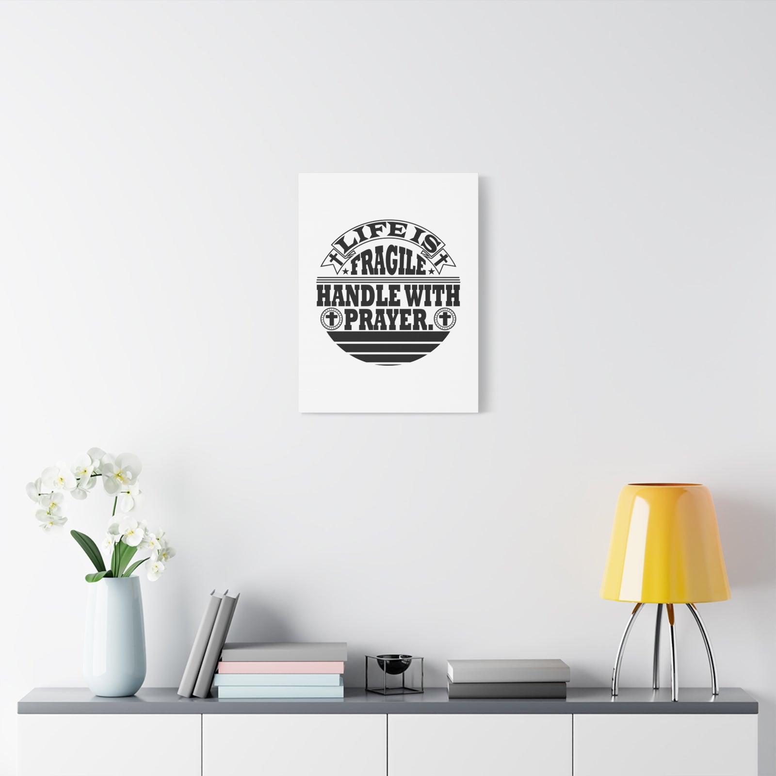 Scripture Canvas Handle With Prayer Psalm 39:4 Cross Christian Wall Art Bible Verse Print Ready to Hang-Express Your Love Gifts