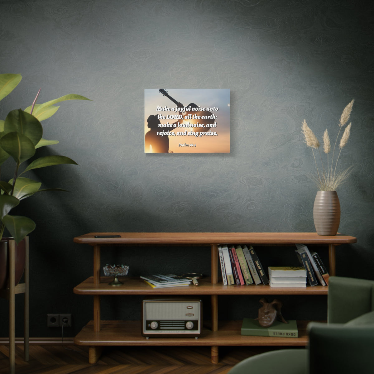 Scripture Canvas Sing Praise Psalm 98:4 Christian Wall Art Bible Verse Print Ready to Hang-Express Your Love Gifts