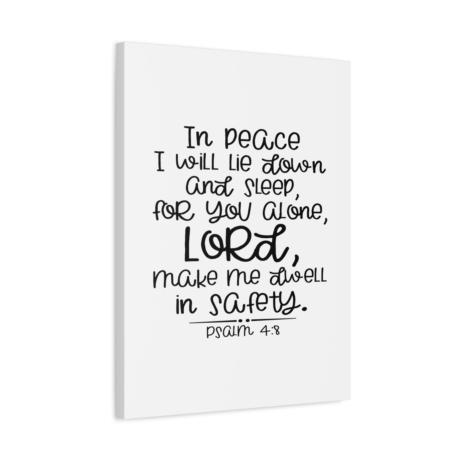 Scripture Canvas Dwell In Safety Psalm 4:8 Christian Wall Art Print Ready to Hang-Express Your Love Gifts