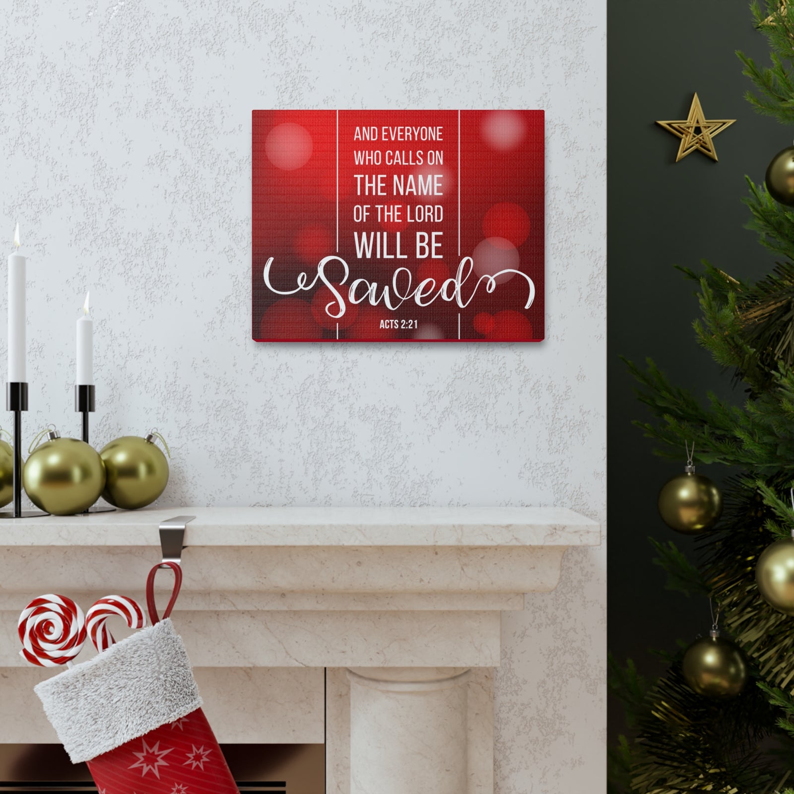 Scripture Canvas And Everyone Who Calls On Acts 2:21 Christian Wall Art Bible Verse Print Ready To Hang-Express Your Love Gifts