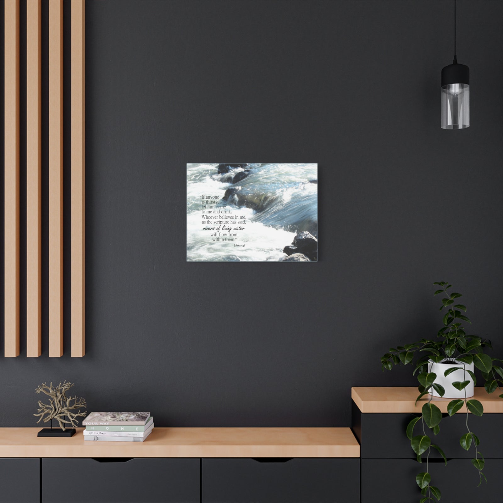 Scripture Canvas Rivers Of Living Water John 7:38 Christian Wall Art Bible Verse Print Ready to Hang-Express Your Love Gifts