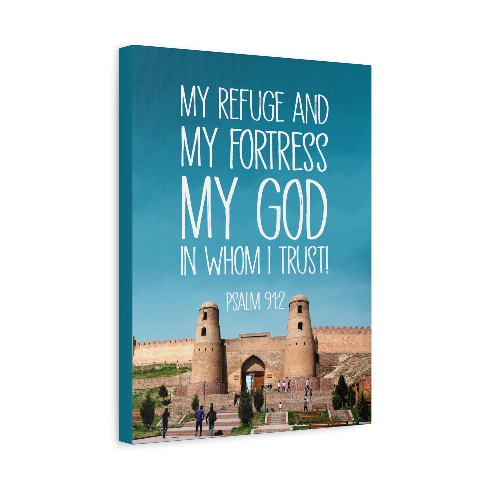 Scripture Walls In Whom I Trust Psalm 91:2 Bible Verse Canvas Christian Wall Art Ready to Hang-Express Your Love Gifts