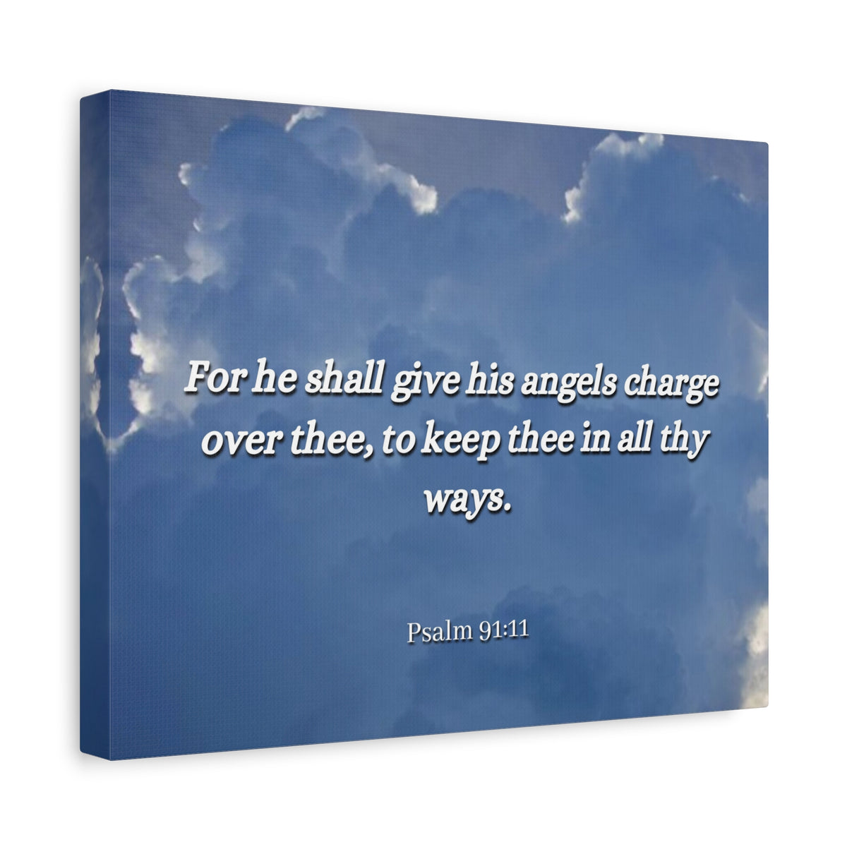 Scripture Canvas Angels Over Thee Psalm 91:11 Christian Wall Art Bible Verse Print Ready to Hang-Express Your Love Gifts