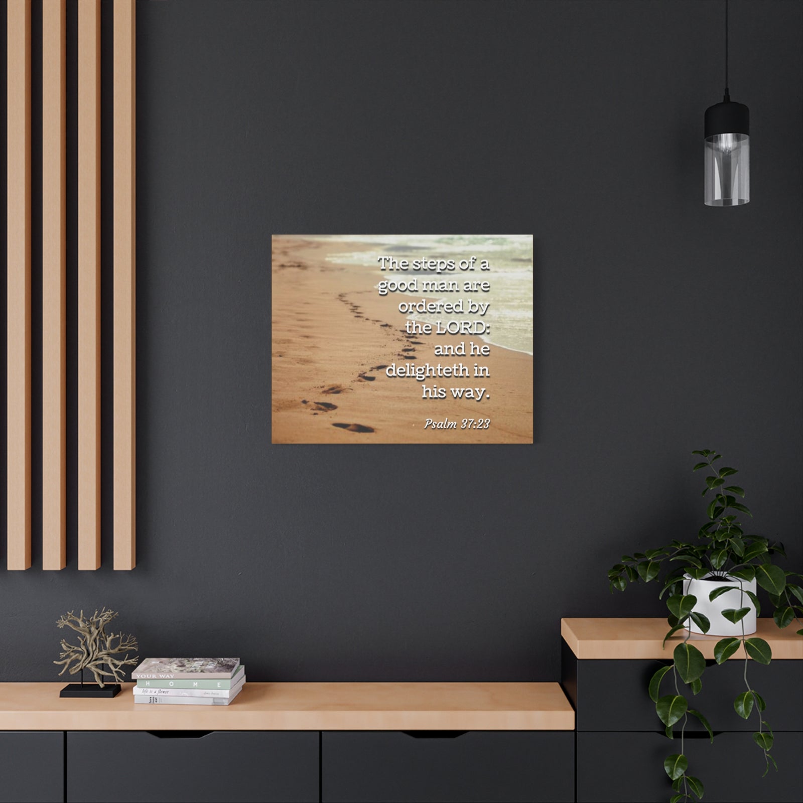 Scripture Canvas The Steps Psalm 37:23 Christian Wall Art Bible Verse Print Ready to Hang-Express Your Love Gifts