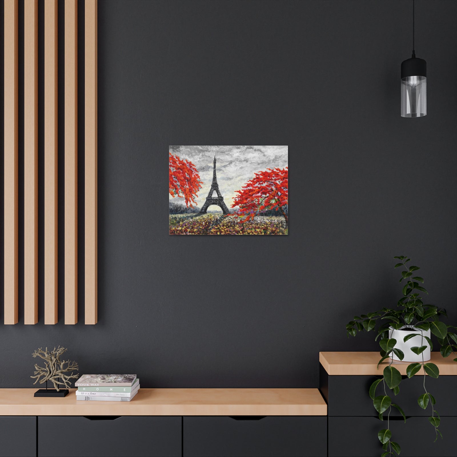 Eiffel Tower Red Tree Paris France Canvas Artwork High-Quality Breathtaking French City for Home Decor Ready to Hang-Express Your Love Gifts