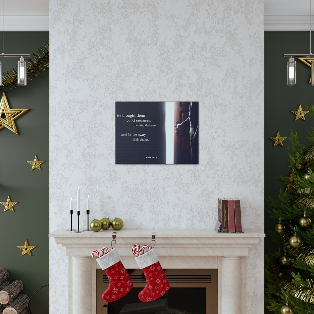 Scripture Walls He Brought Them Psalm 107:14 Bible Verse Canvas Christian Wall Art Ready to Hang-Express Your Love Gifts