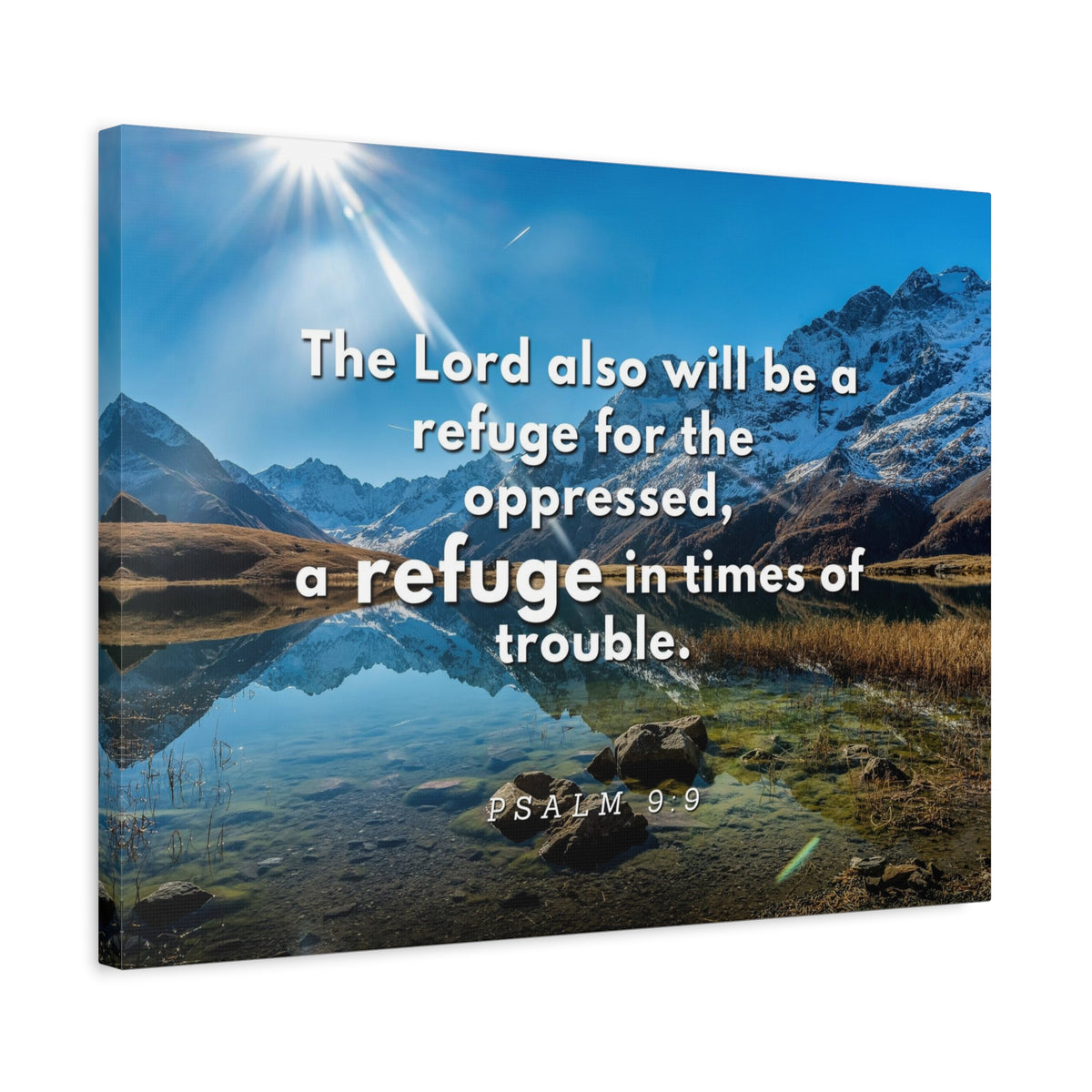Scripture Canvas A Refuge Psalm 9:9 Christian Wall Art Bible Verse Print Ready to Hang-Express Your Love Gifts
