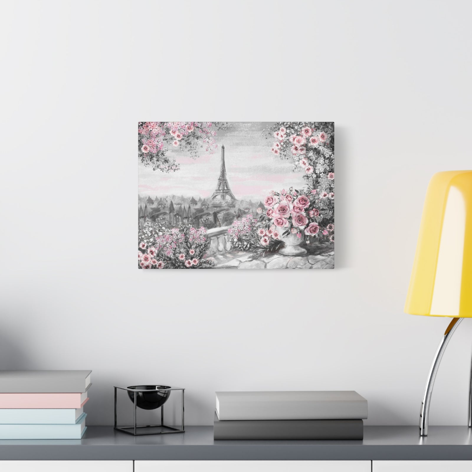 Paris Pink Rose France Canvas Artwork High-Quality Breathtaking French City for Home Decor Ready to Hang-Express Your Love Gifts