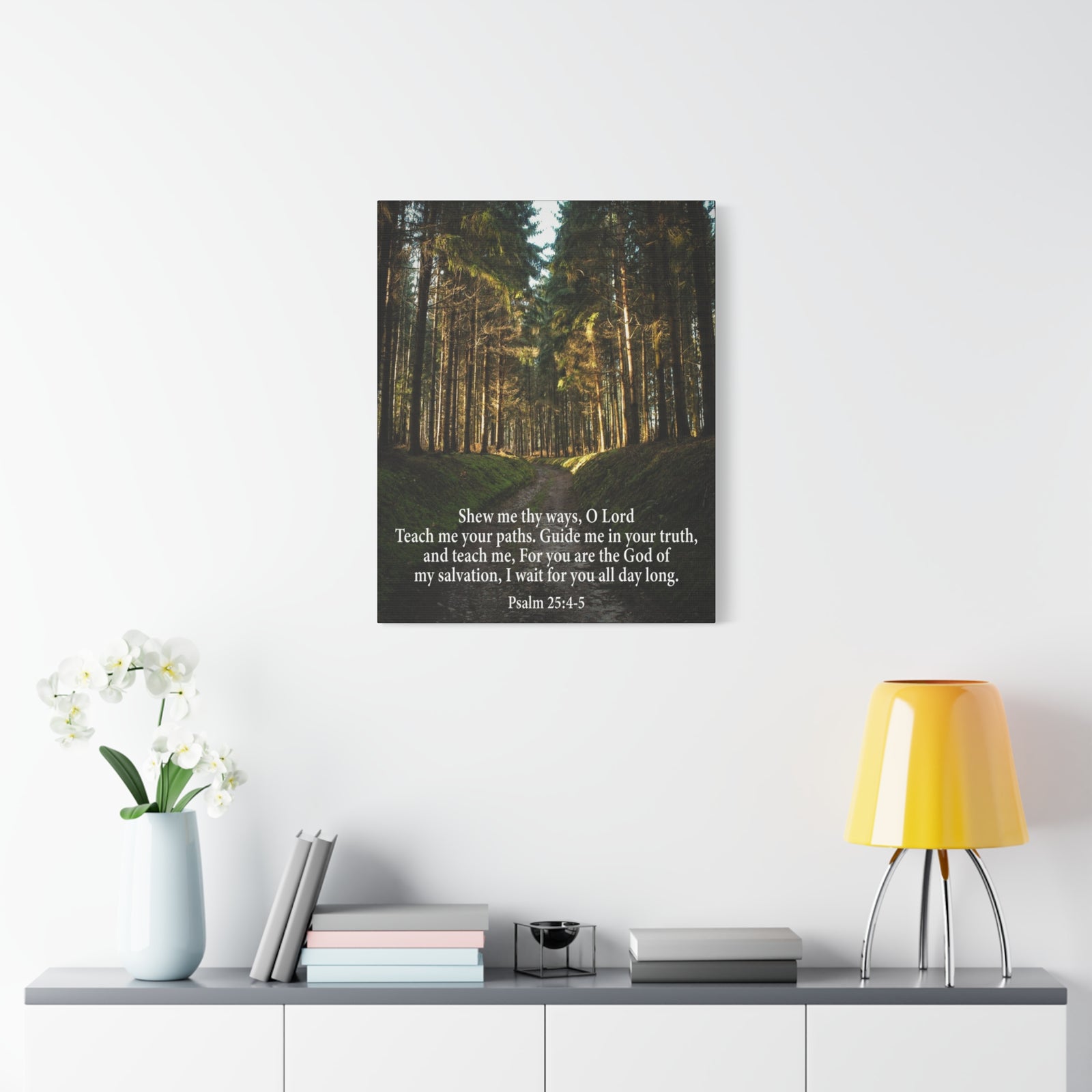 Scripture Canvas Baptism Psalm 25:4-5 Christian Wall Art Bible Verse Print Ready to Hang-Express Your Love Gifts