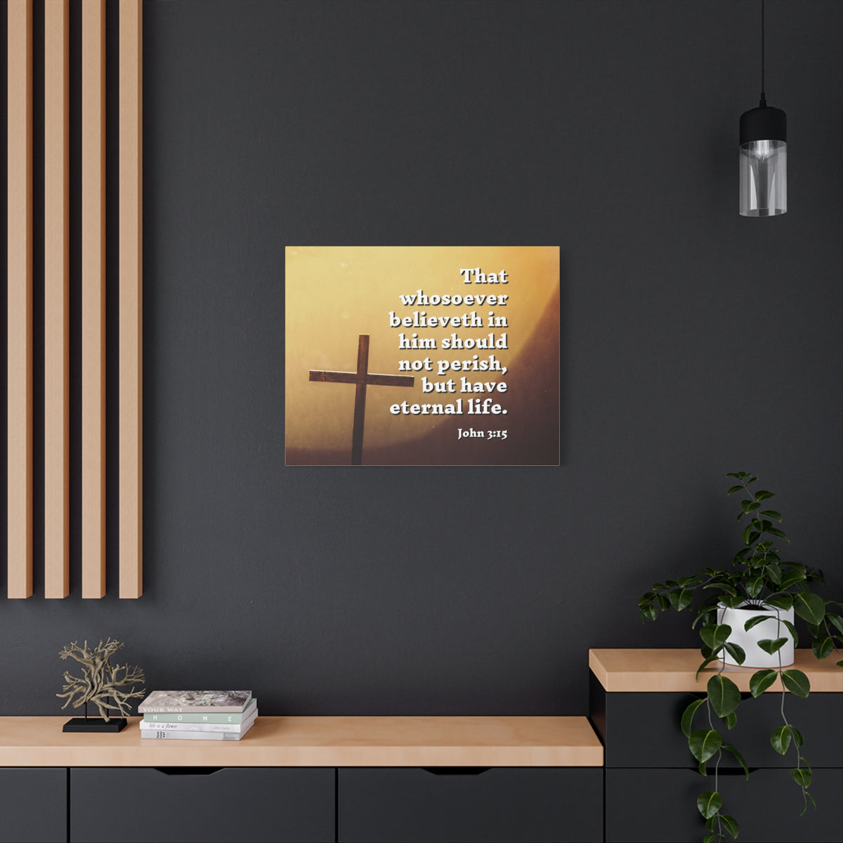Scripture Canvas Eternal Life John 3:15 Christian Wall Art Bible Verse Print Ready to Hang
