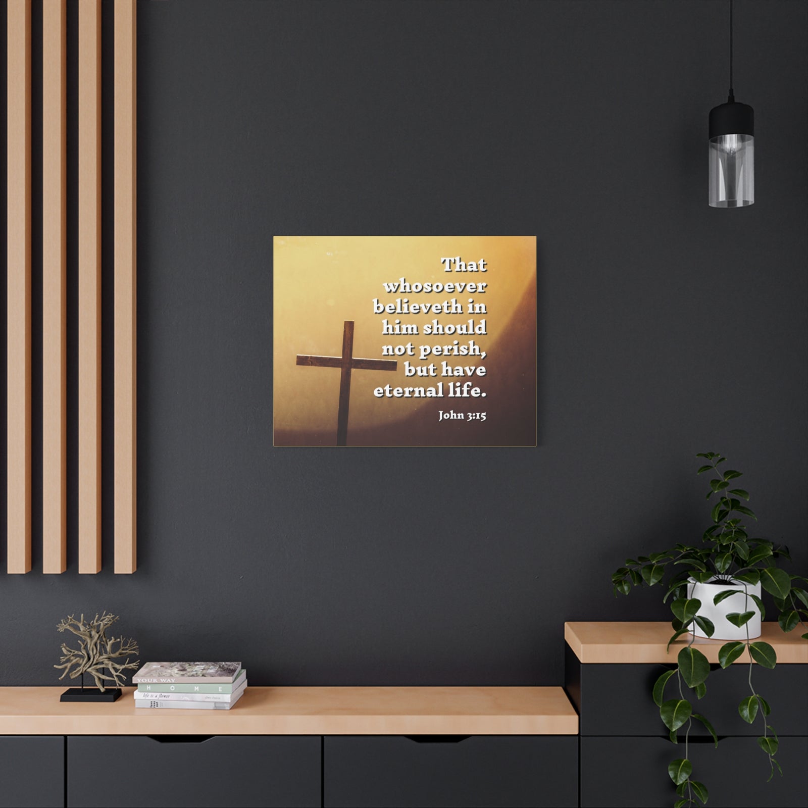 Scripture Canvas Eternal Life John 3:15 Christian Wall Art Bible Verse Print Ready to Hang