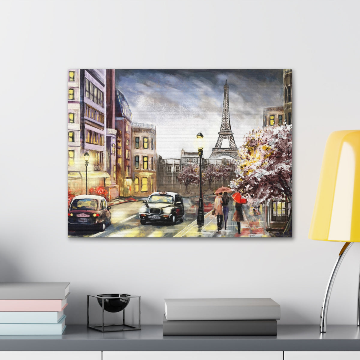 Paris Couple Red Umbrella France Canvas Artwork High-Quality Breathtaking French City for Home Decor Ready to Hang-Express Your Love Gifts