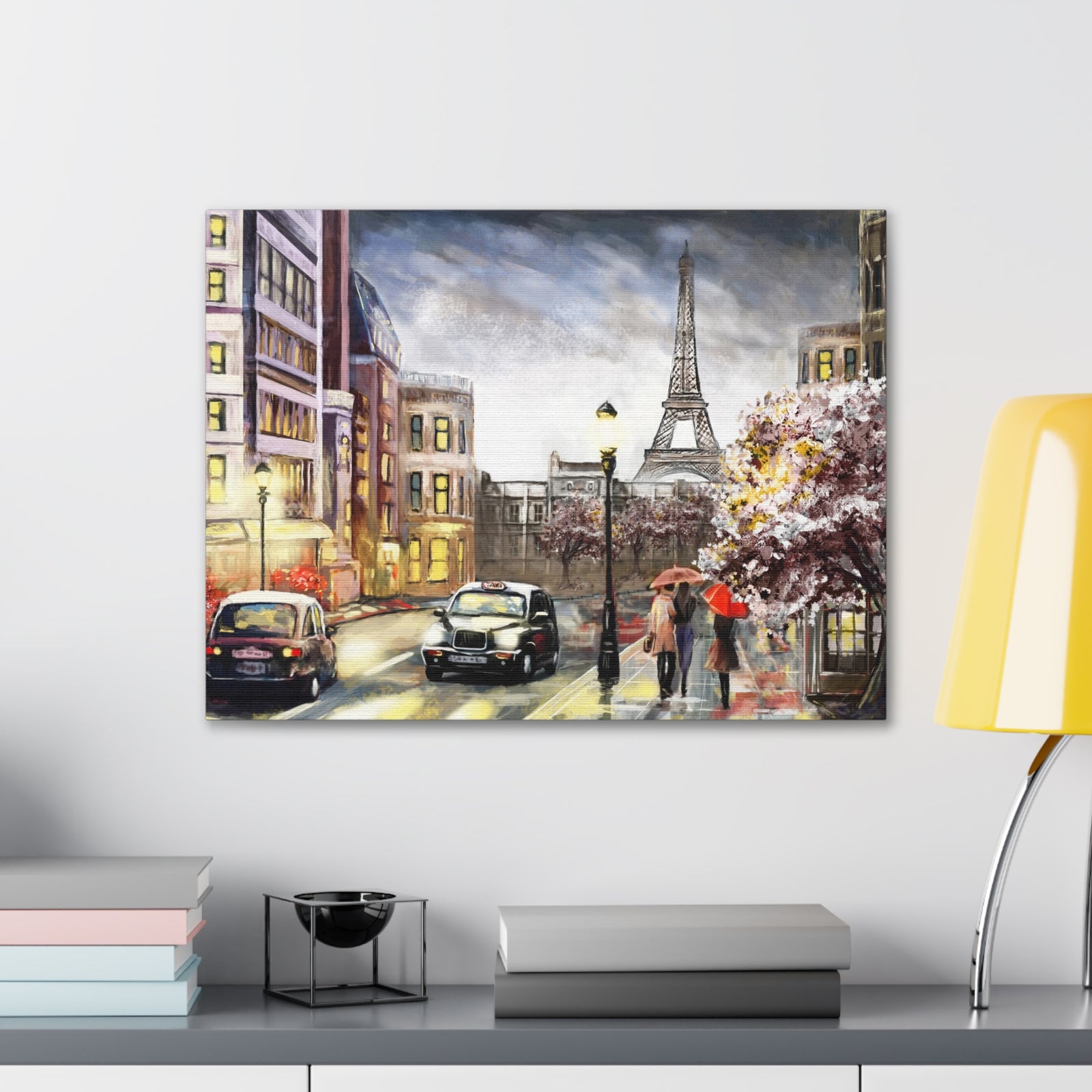 Paris Couple Red Umbrella France Canvas Artwork High-Quality Breathtaking French City for Home Decor Ready to Hang-Express Your Love Gifts