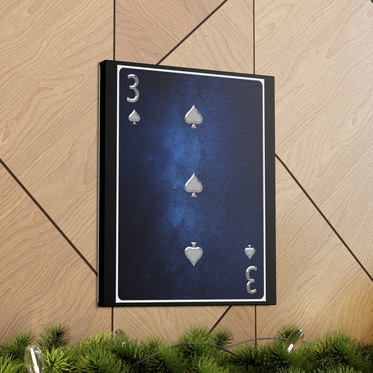 Three Of Spades Space Background Playing Card Canvas Wall Art for Home Decor Ready-to-Hang-Express Your Love Gifts