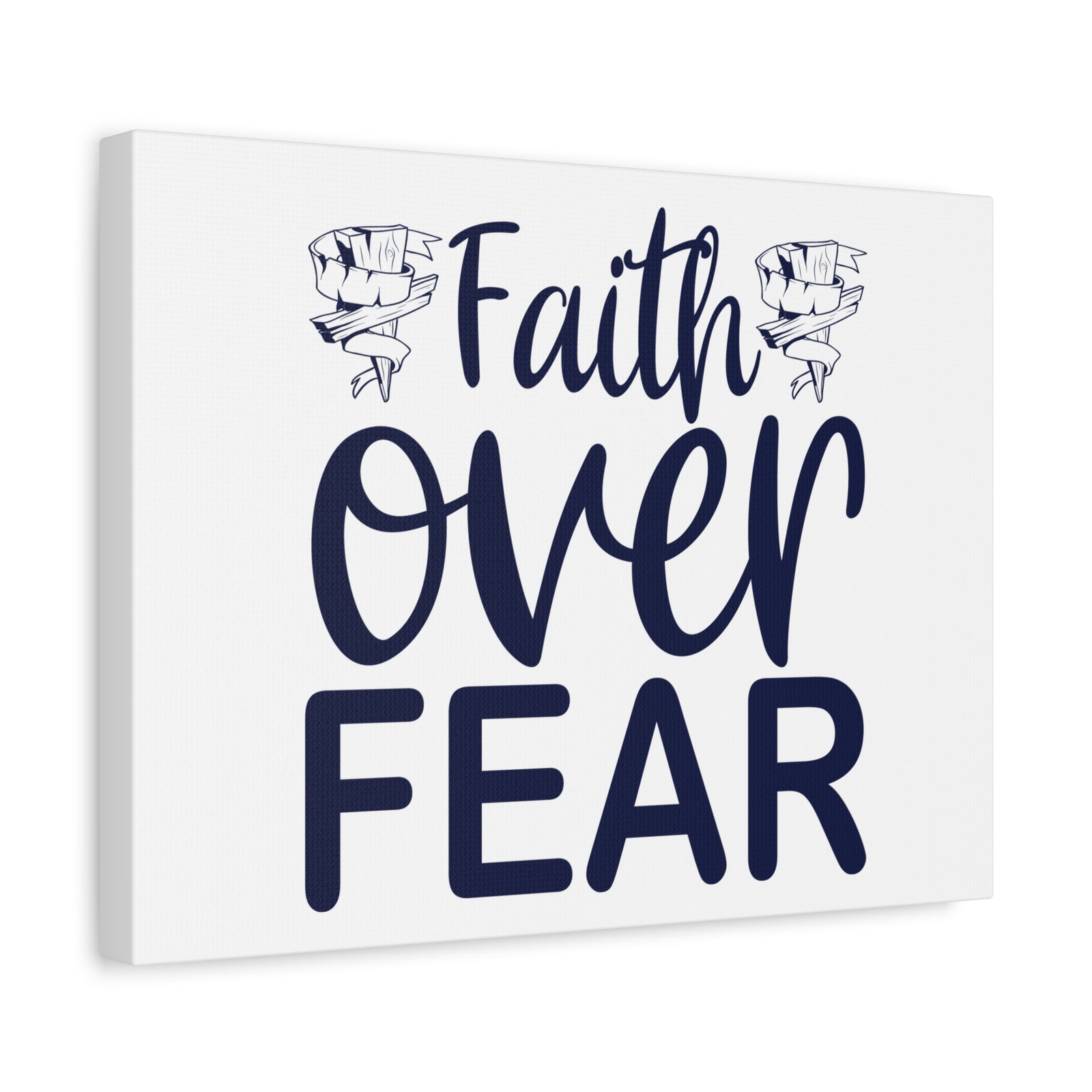 Scripture Walls Faith Over Fear Psalm 34:4 Wood Cross Christian Wall Art Print Ready to Hang-Express Your Love Gifts