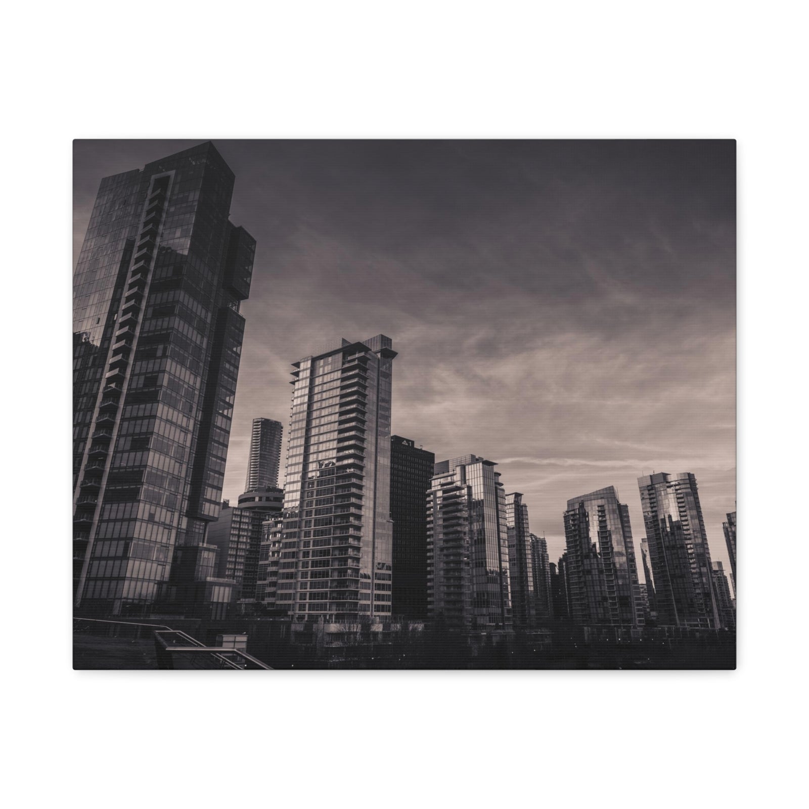 Vancouver Black And White Skyline Canvas Artwork High-Quality Breathtaking Stunning Cityscape for Home Decor Ready to Hang-Express Your Love Gifts