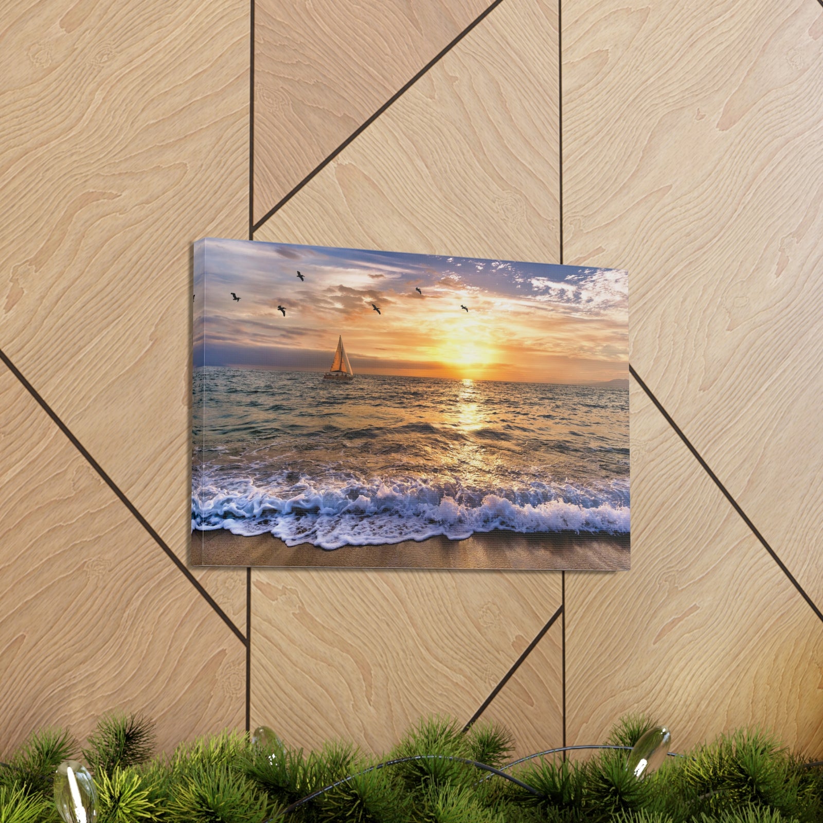 Sailboat Sailing Out To Sea Ocean Canvas Wall Art for Home Decor Ready-to-Hang-Express Your Love Gifts