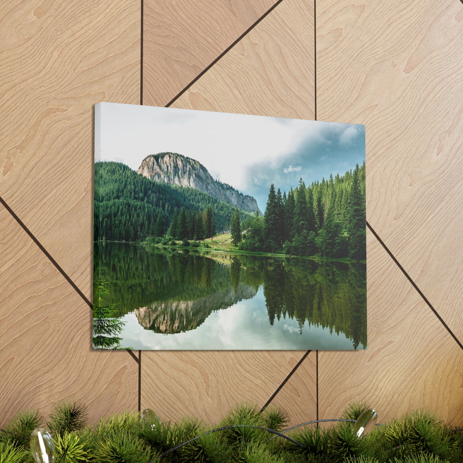 Forest Teal Lake Nature Wilderness Photography Canvas Wall Art for Home Decor Ready-to-Hang-Express Your Love Gifts