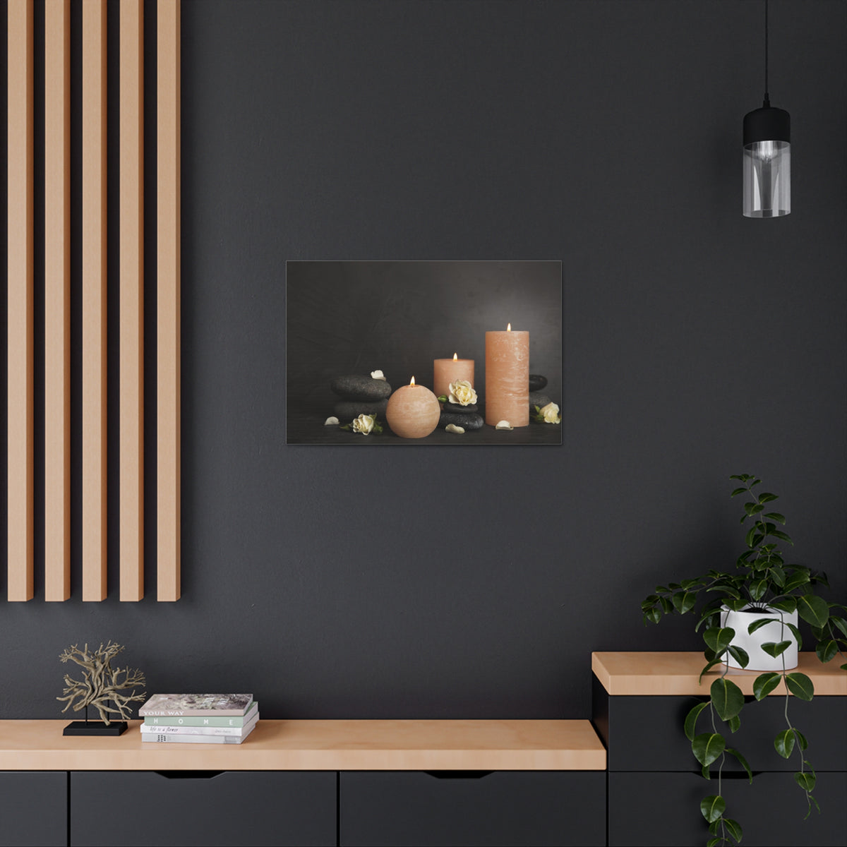 Spa Burning Candles Forest Floral Nature Photography Canvas Wall Art for Home Decor Ready-to-Hang-Express Your Love Gifts