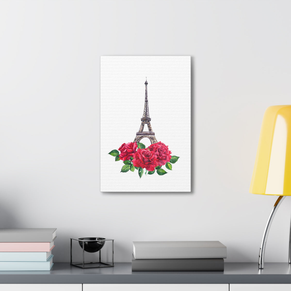 Eiffel Tower Red Rose Paris Illustration France Canvas Artwork High-Quality Breathtaking French City for Home Decor Ready to Hang-Express Your Love Gifts