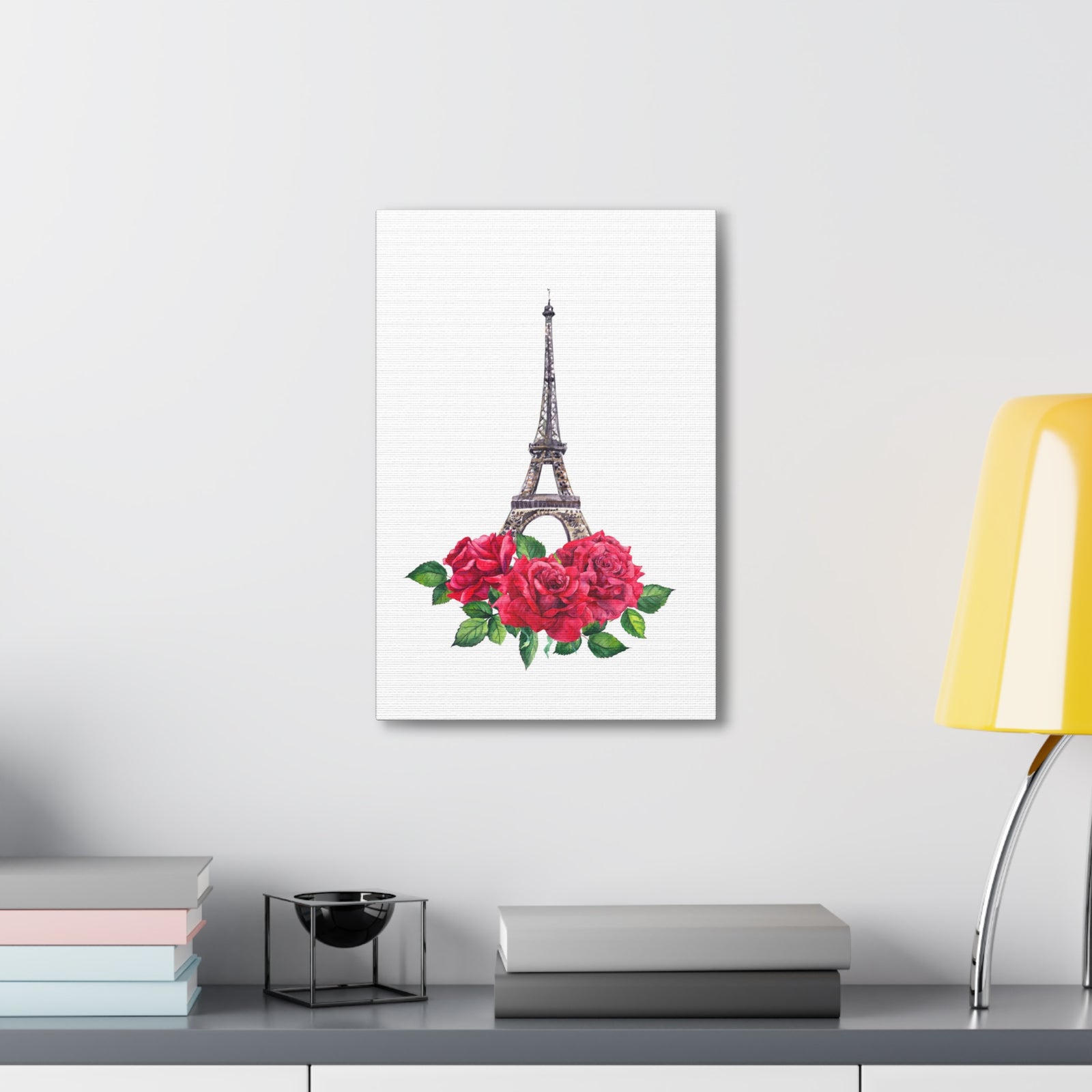 Eiffel Tower Red Rose Paris Illustration France Canvas Artwork High-Quality Breathtaking French City for Home Decor Ready to Hang-Express Your Love Gifts