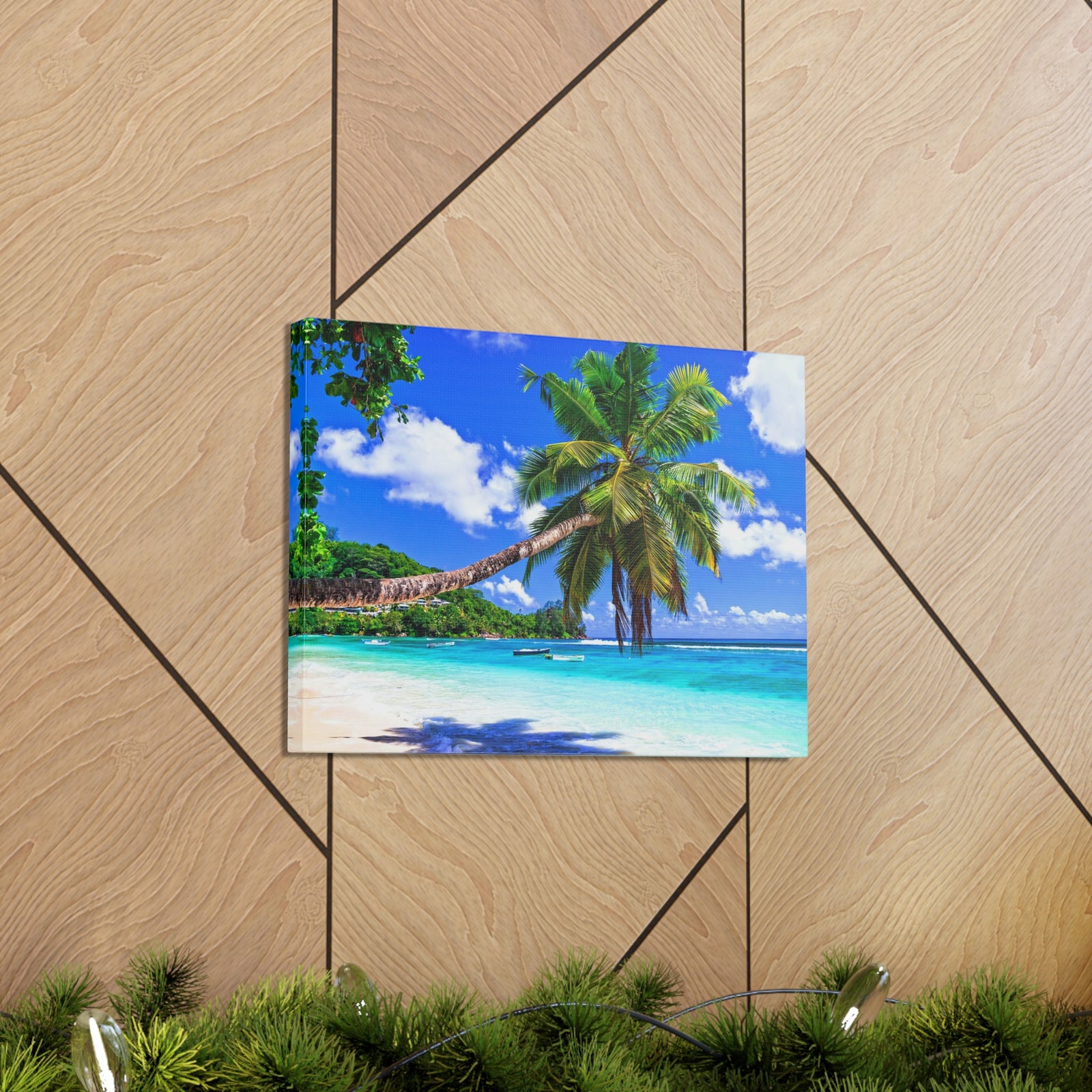 Exotic Tropical Beach Scenery Ocean Canvas Wall Art for Home Decor Ready-to-Hang-Express Your Love Gifts