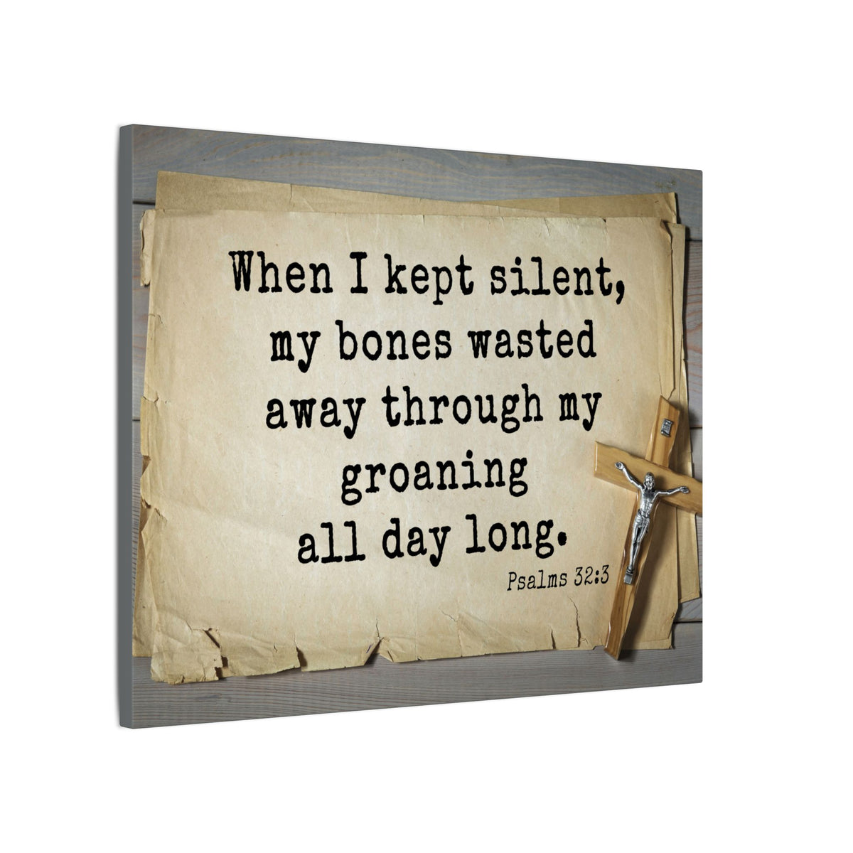 Scripture Walls All Day Long Psalms 32:3 Bible Verse Canvas Christian Wall Art Ready to Hang-Express Your Love Gifts