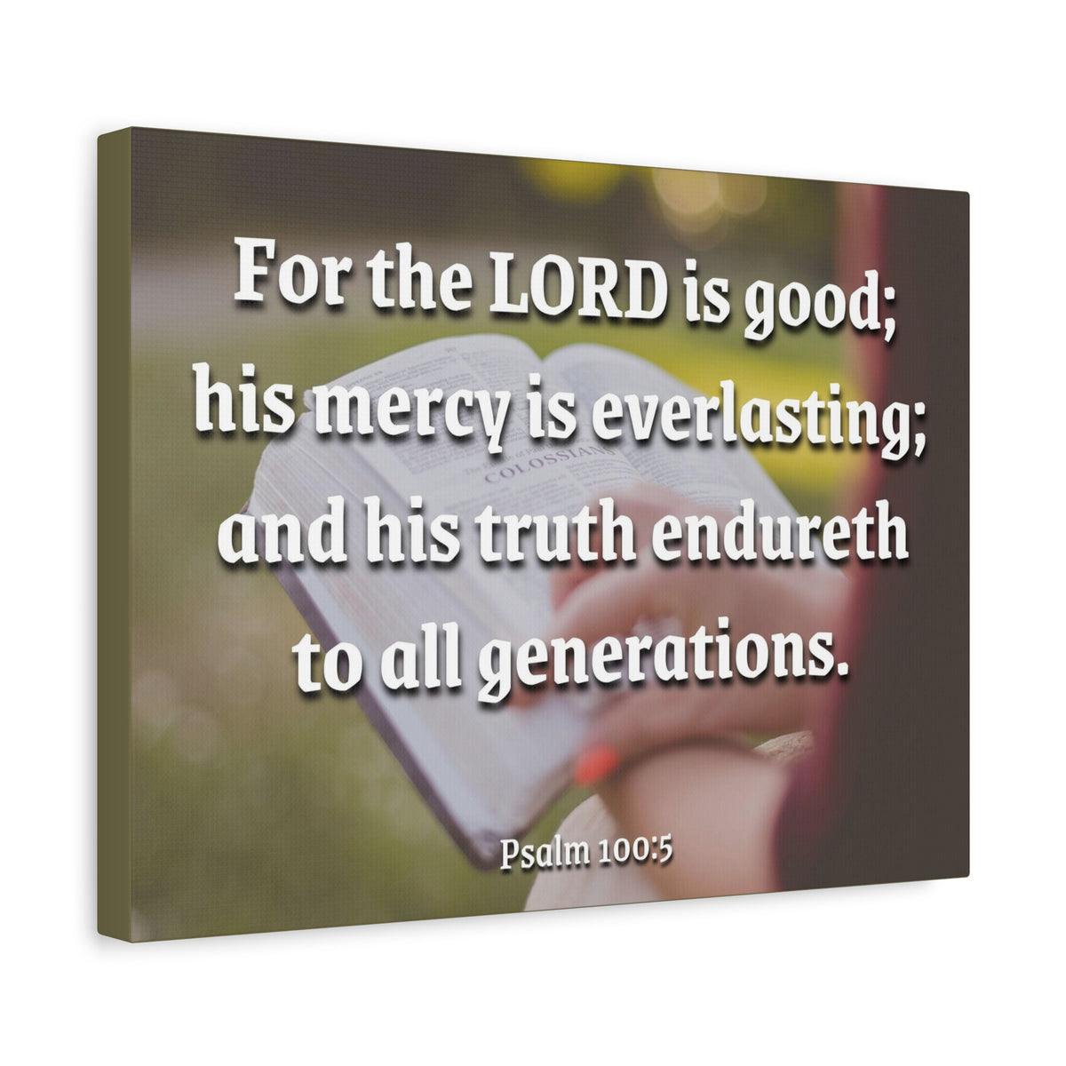 Scripture Canvas Mercy Is Everlasting Psalms 100:5 Christian Wall Art Bible Verse Print Ready to Hang-Express Your Love Gifts