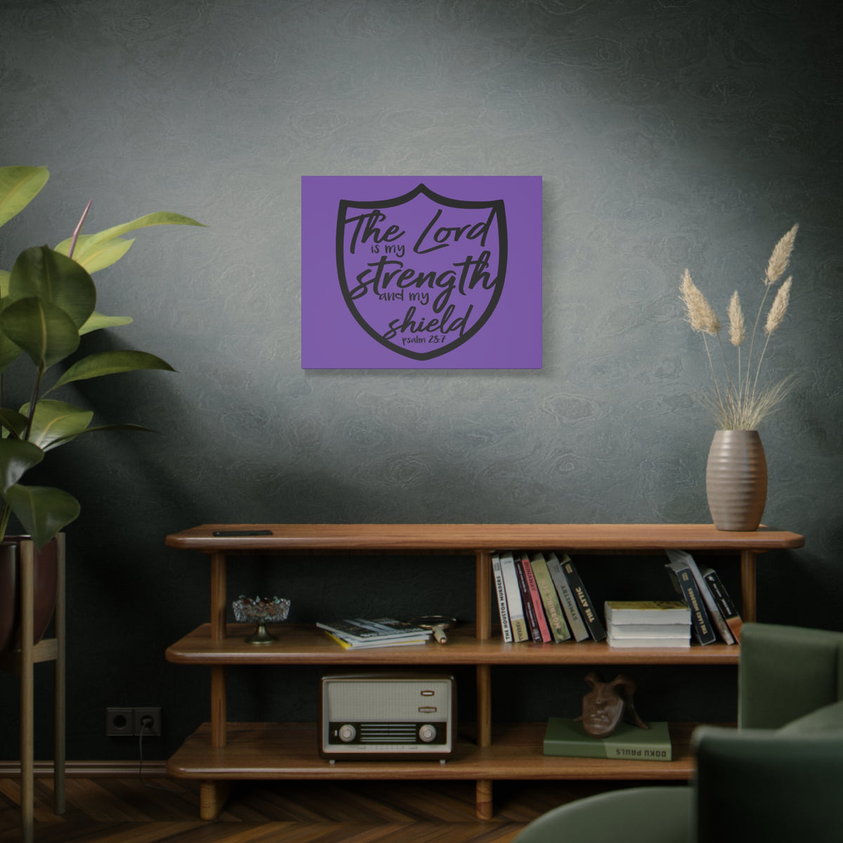 Scripture Canvas The Lord Is Psalm 28:7 Christian Wall Art Bible Verse Print Ready to Hang-Express Your Love Gifts
