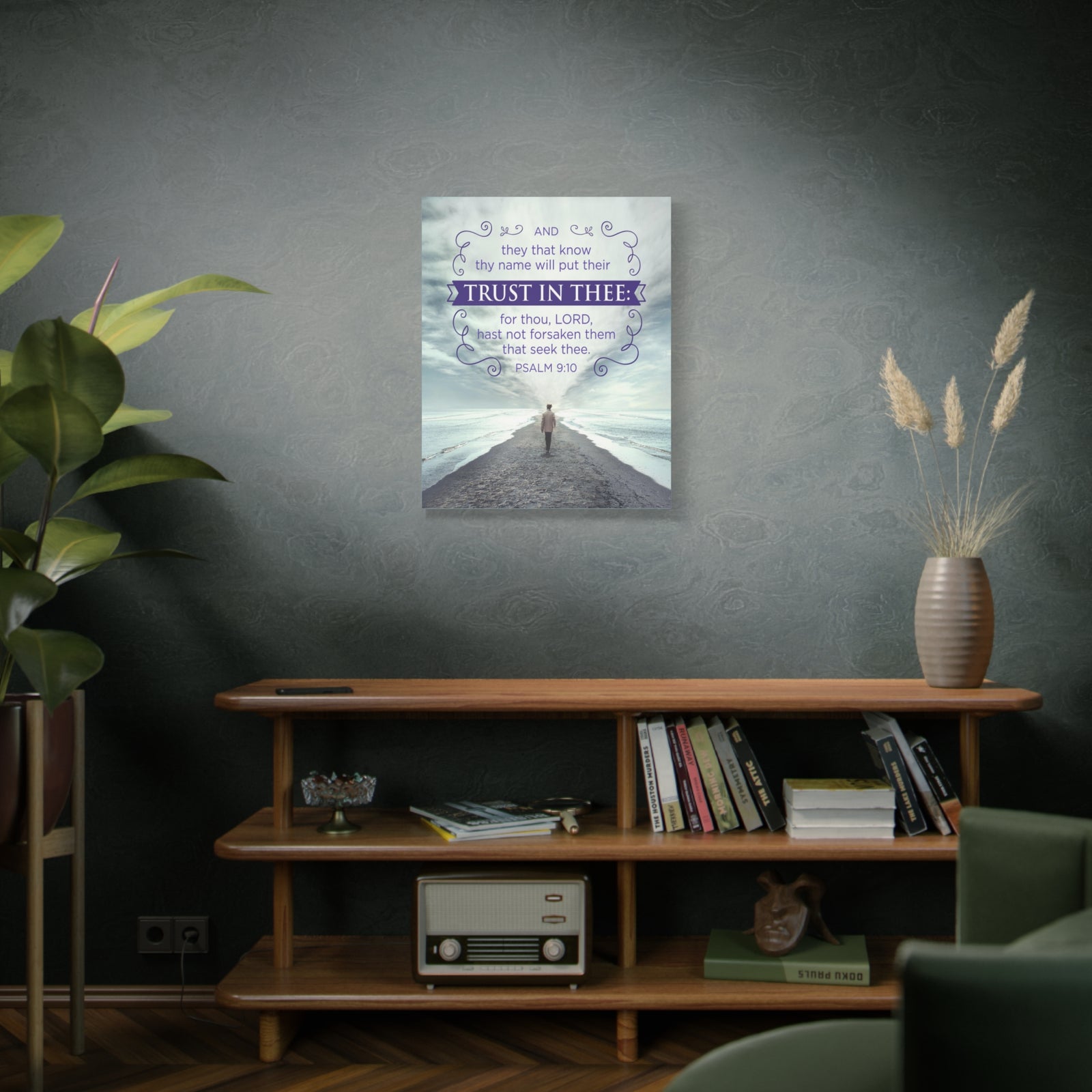Scripture Canvas Trust In Thee Psalm 9:10 Christian Wall Art Bible Verse Print Ready to Hang-Express Your Love Gifts