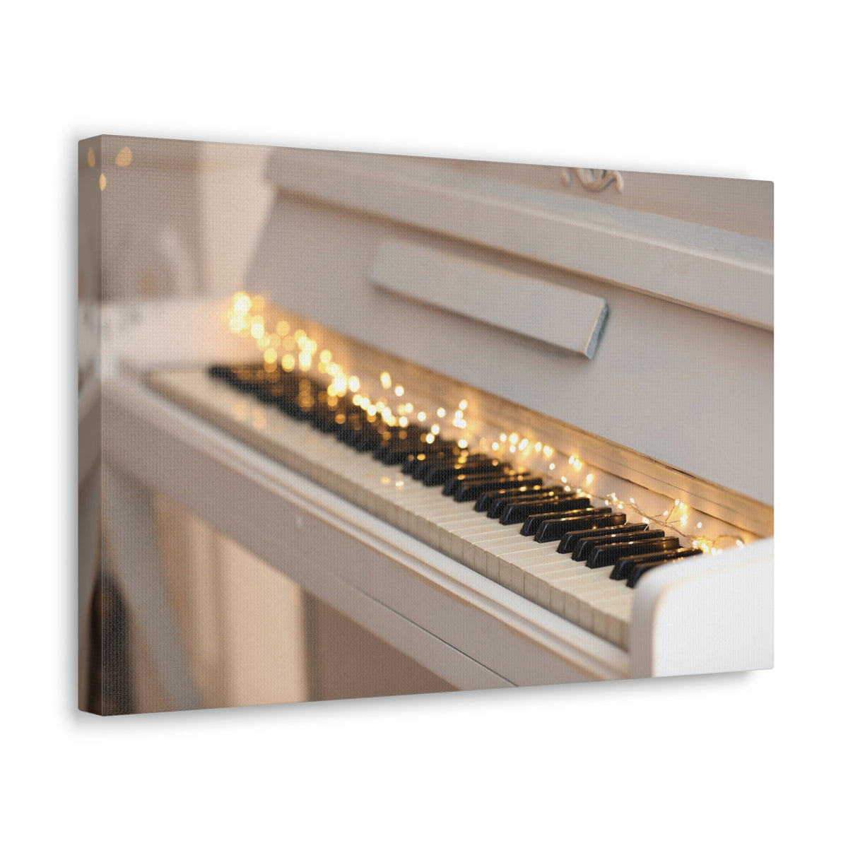 Piano with Glowing Garland Music Lover's Delight Piano Keyboard Canvas Wall Art for Home Decor Ready-to-Hang-Express Your Love Gifts