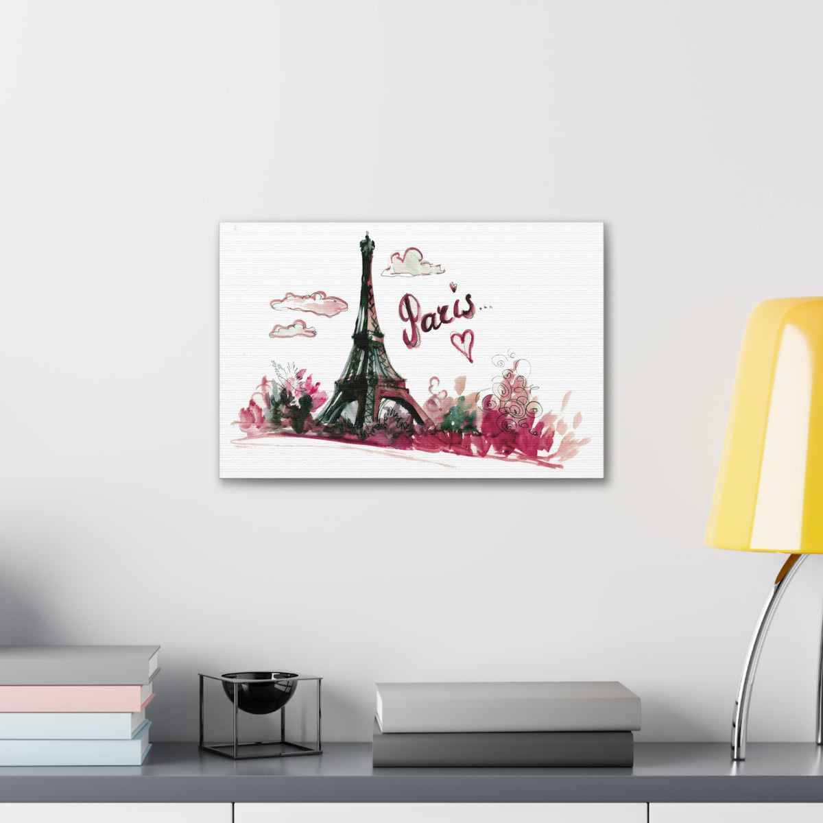 Pink Eiffel Tower Illustration Paris France Canvas Artwork High-Quality Breathtaking French City for Home Decor Ready to Hang-Express Your Love Gifts