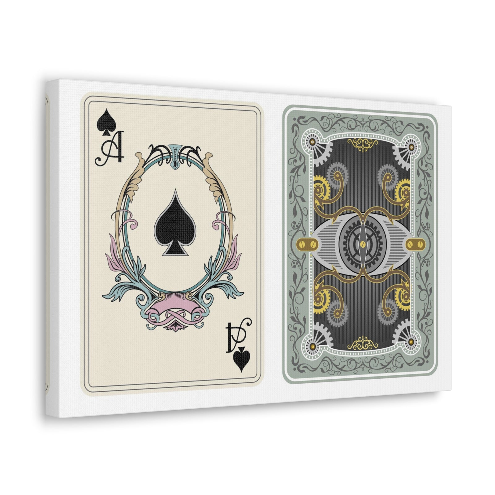 Steampunk Style Ace Of Spades Playing Card Canvas Wall Art for Home Decor Ready-to-Hang-Express Your Love Gifts