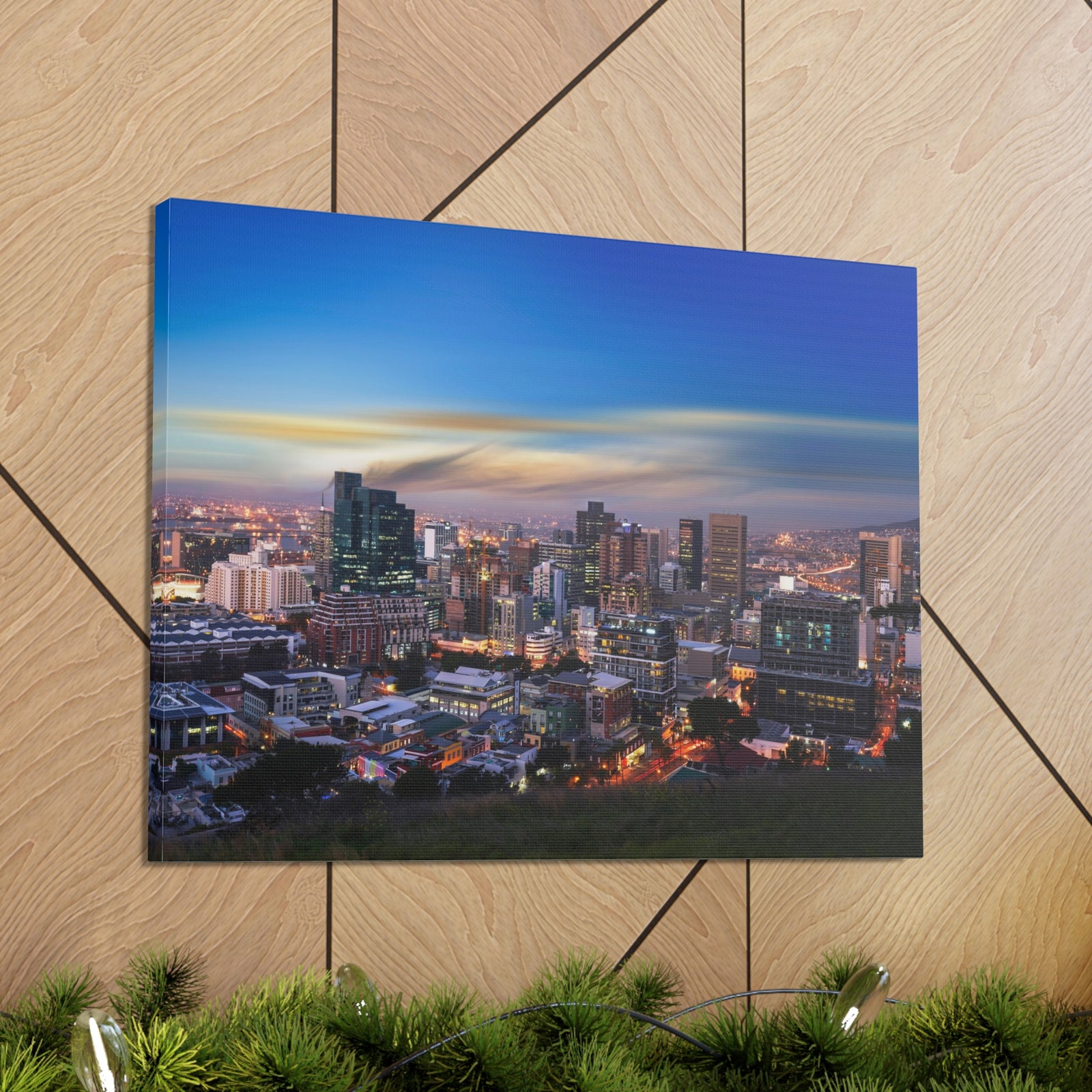 Cape Town Night Skyline Canvas Artwork High-Quality Breathtaking Stunning Cityscape for Home Decor Ready to Hang-Express Your Love Gifts