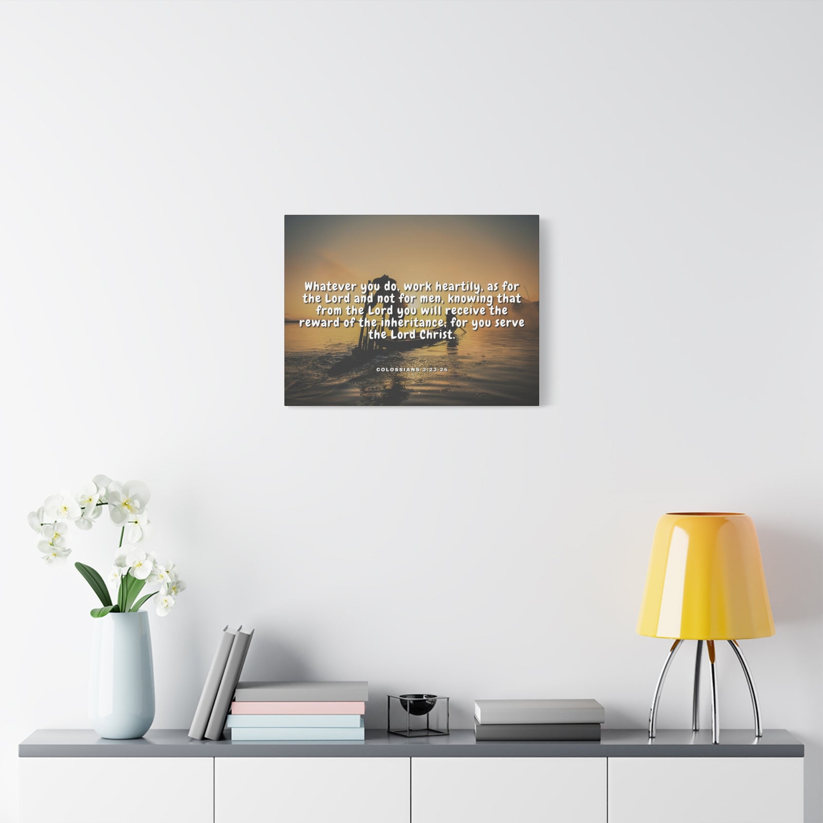 Scripture Canvas Working For God Colossians 3:23-24 Christian Wall Art Bible Verse Print Ready to Hang-Express Your Love Gifts