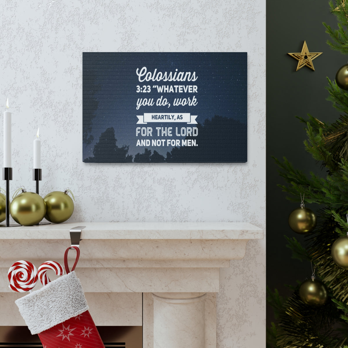 Scripture Canvas For The Lord Colossians 3:23 Christian Wall Art Bible Verse Print Ready to Hang-Express Your Love Gifts