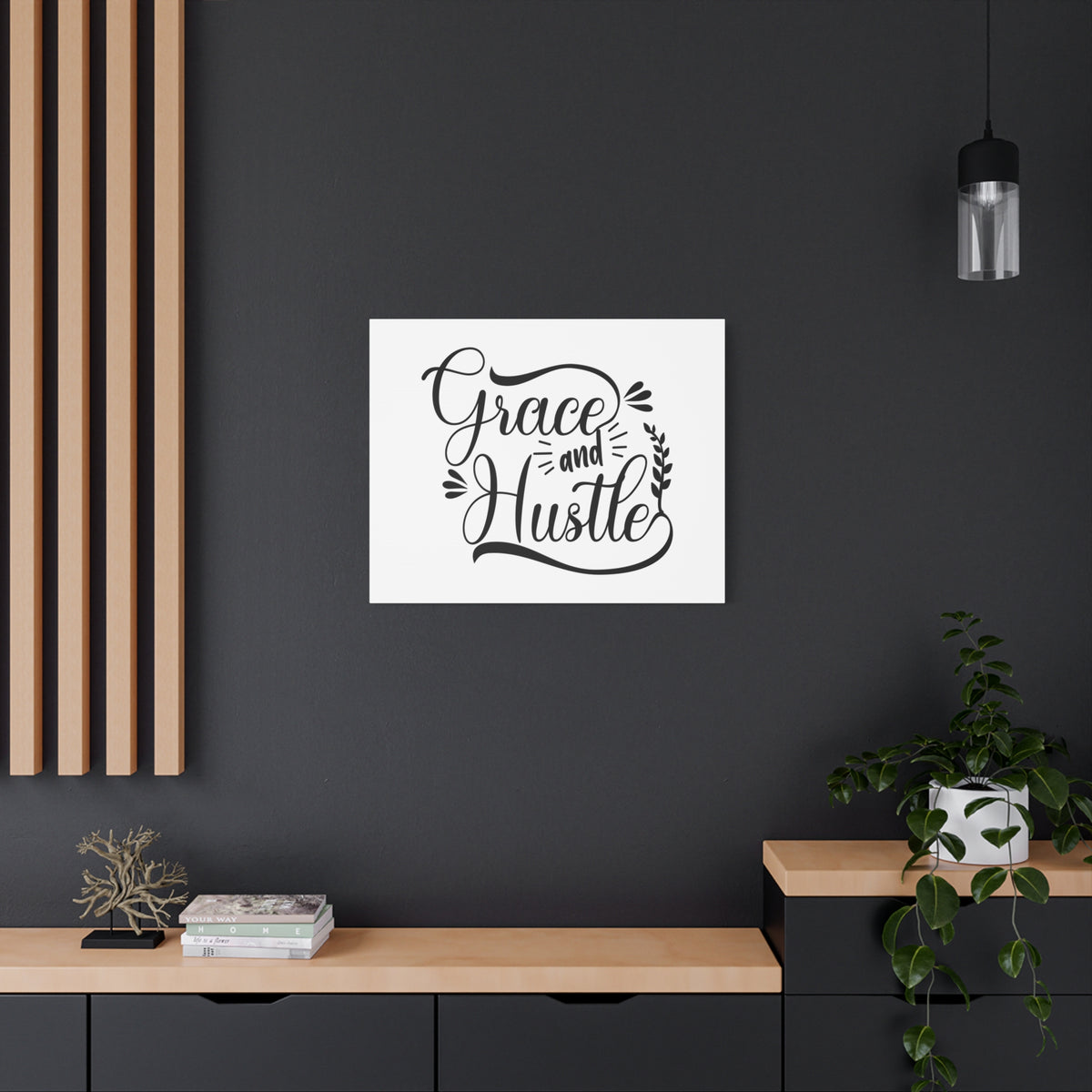 Inspirational Quote Canvas Grace And Hustle Wall Art Motivational Motto Inspiring Prints Artwork Decor Ready to Hang-Express Your Love Gifts