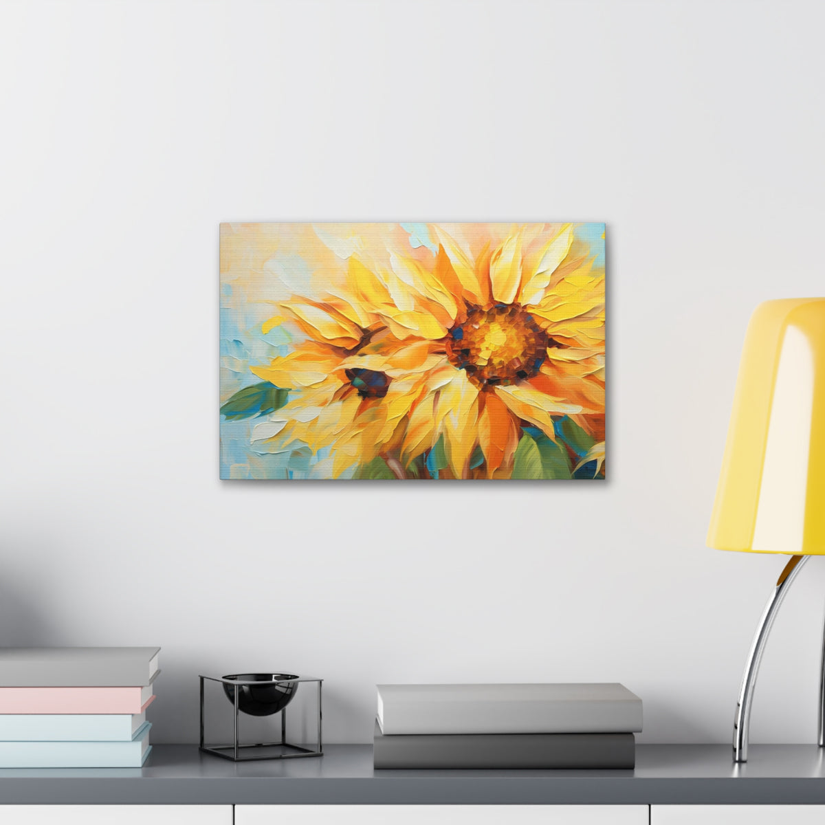 Sunflower Acrylic Painting Contemporary Blossom Canvas Wall Art for Home Decor Ready-to-Hang-Express Your Love Gifts