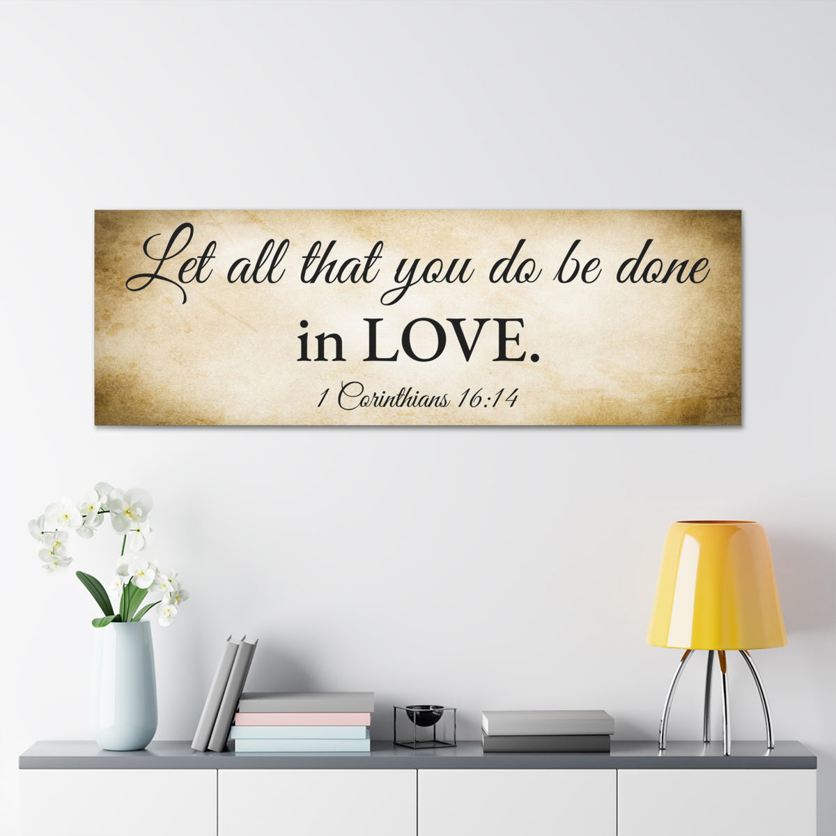 Scripture Walls 1 Corinthians 16:14 Gold Bible Verse Canvas Christian Wall Art Ready to Hang Unframed-Express Your Love Gifts