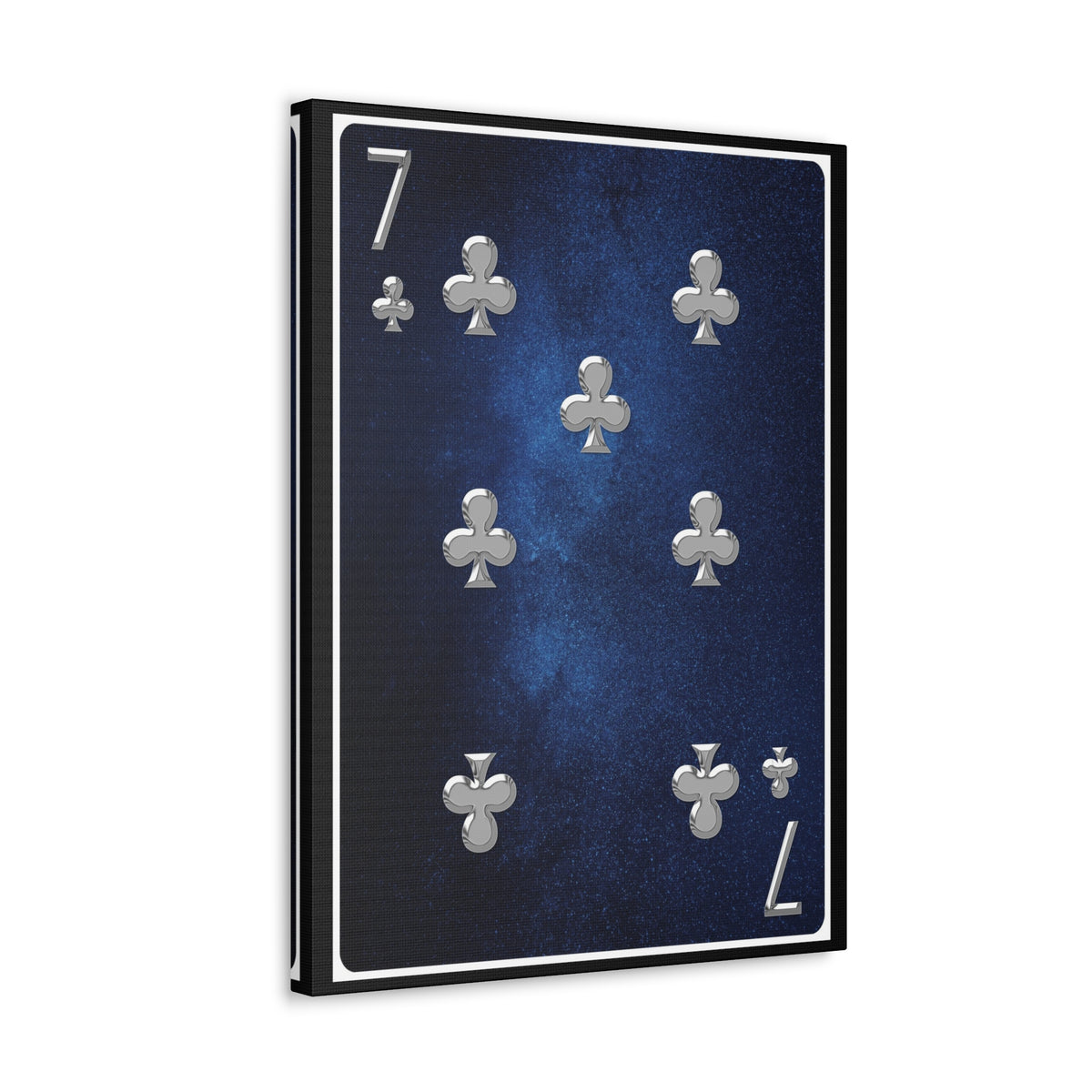 Seven Of Clubs Space Background Playing Card Canvas Wall Art for Home Decor Ready-to-Hang-Express Your Love Gifts