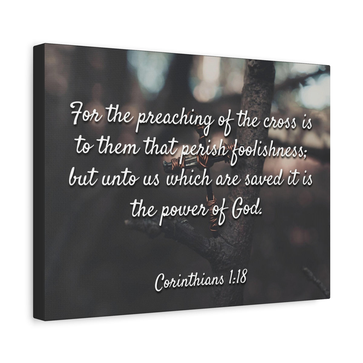 Scripture Canvas The Cross 1 Corinthians 1:18 Christian Wall Art Bible Verse Print Ready to Hang-Express Your Love Gifts