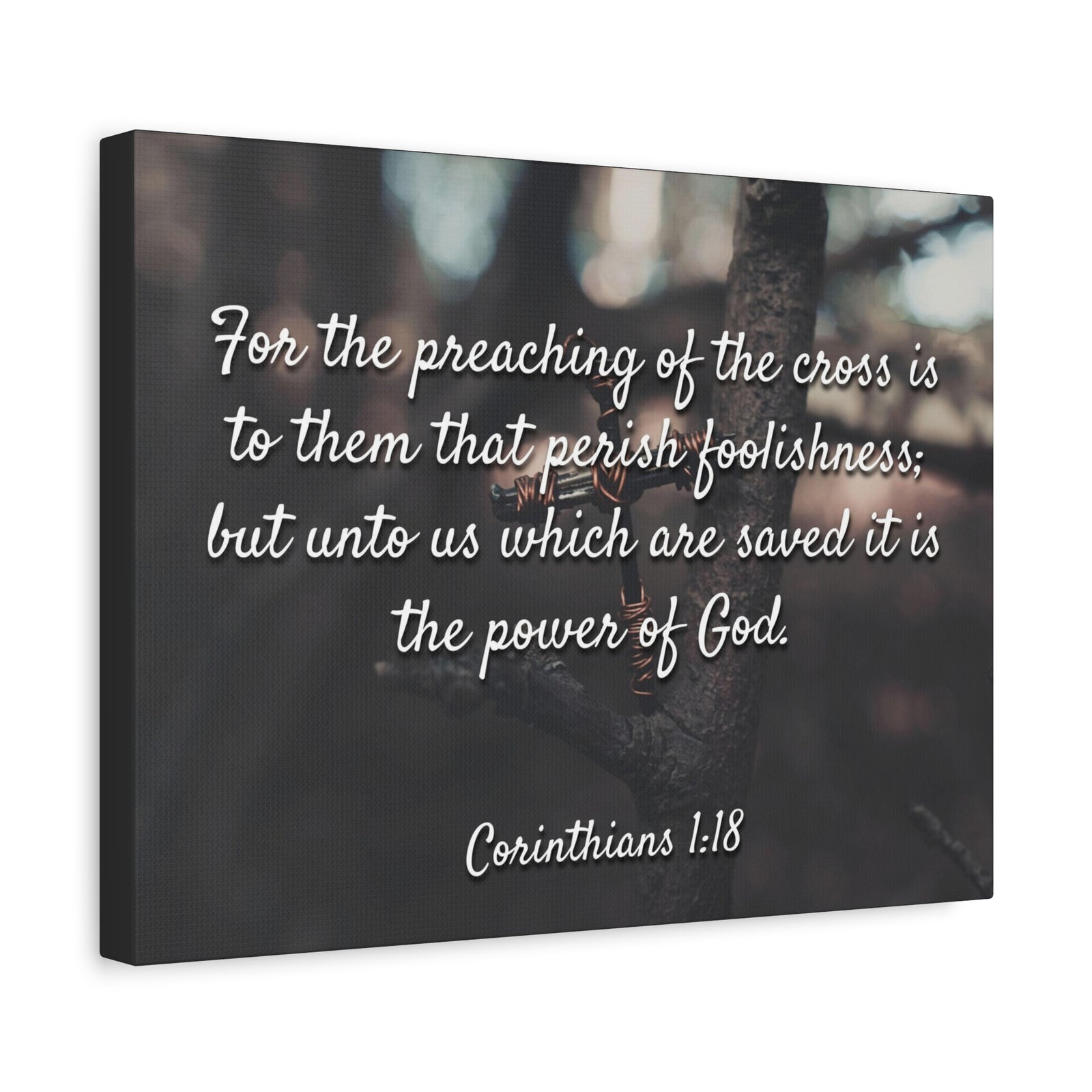 Scripture Canvas The Cross 1 Corinthians 1:18 Christian Wall Art Bible Verse Print Ready to Hang-Express Your Love Gifts
