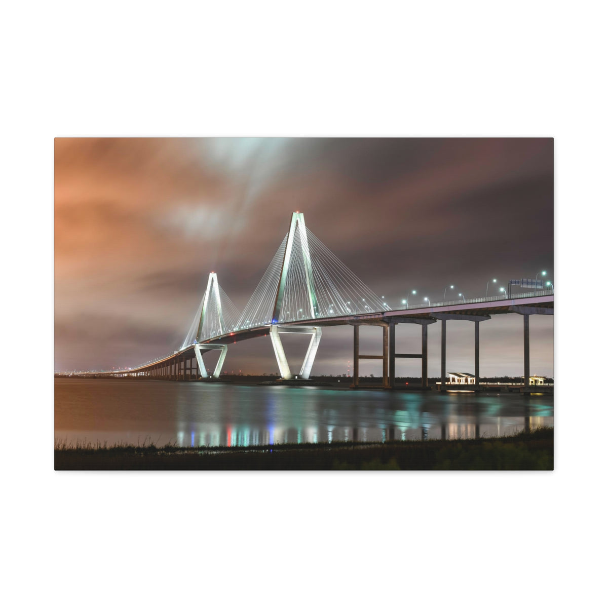 River Bridge Charleston South Carolina Nature Wilderness Photography Canvas Wall Art for Home Decor Ready-to-Hang-Express Your Love Gifts