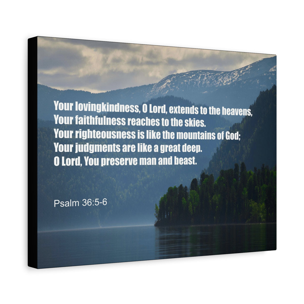 Scripture Canvas Your Lovingkindness Psalm 36:5-6 Christian Wall Art Bible Verse Print Ready to Hang-Express Your Love Gifts