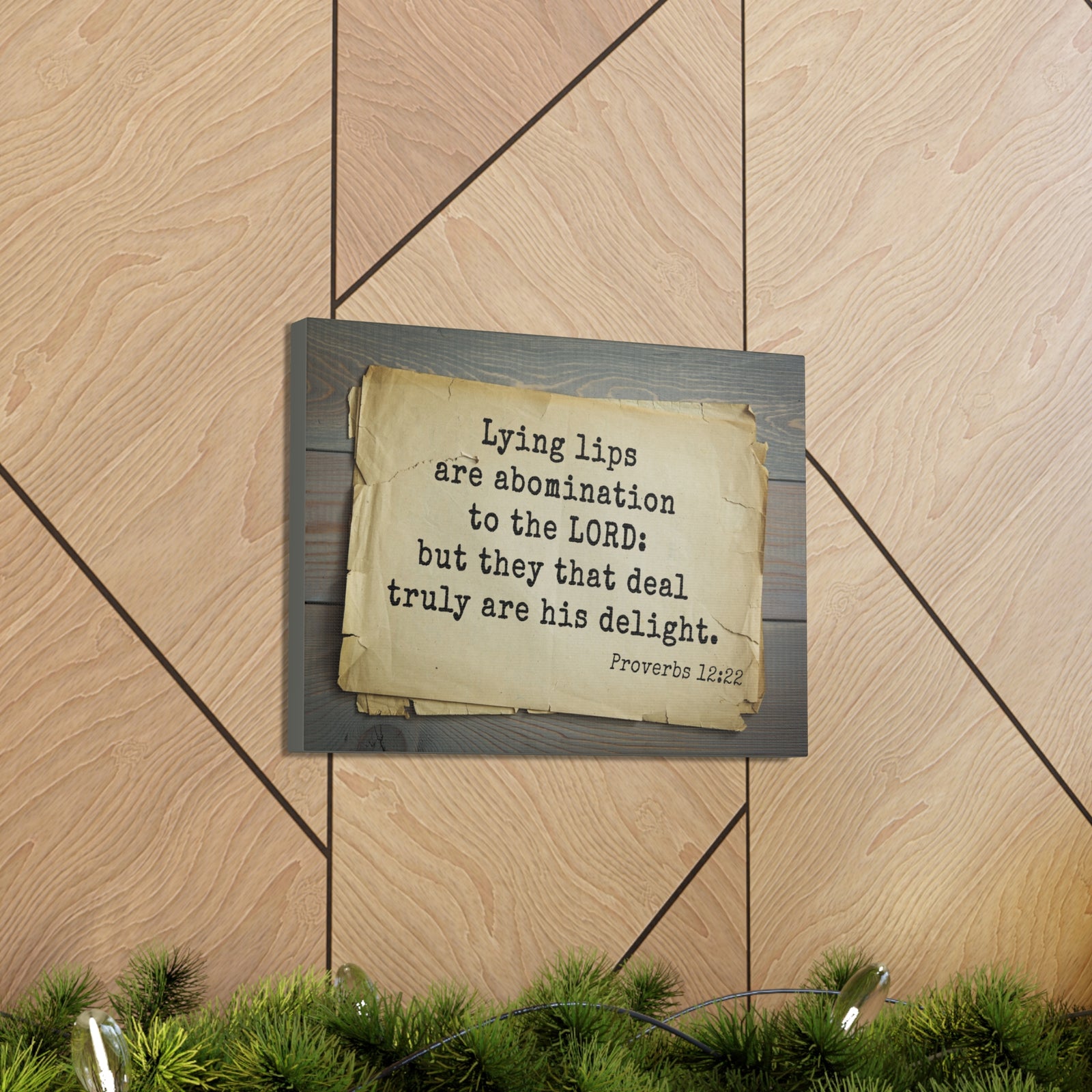 Scripture Canvas His Delight Proverbs 12:22 Christian Wall Art Bible Verse Print Ready to Hang-Express Your Love Gifts