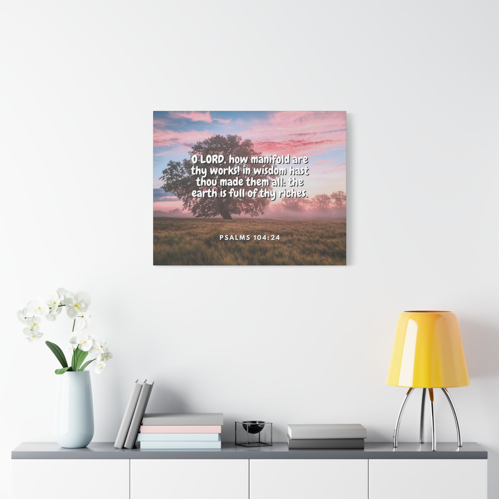Scripture Canvas In Wisdom Psalms 104:24 Christian Wall Art Bible Verse Print Ready to Hang-Express Your Love Gifts