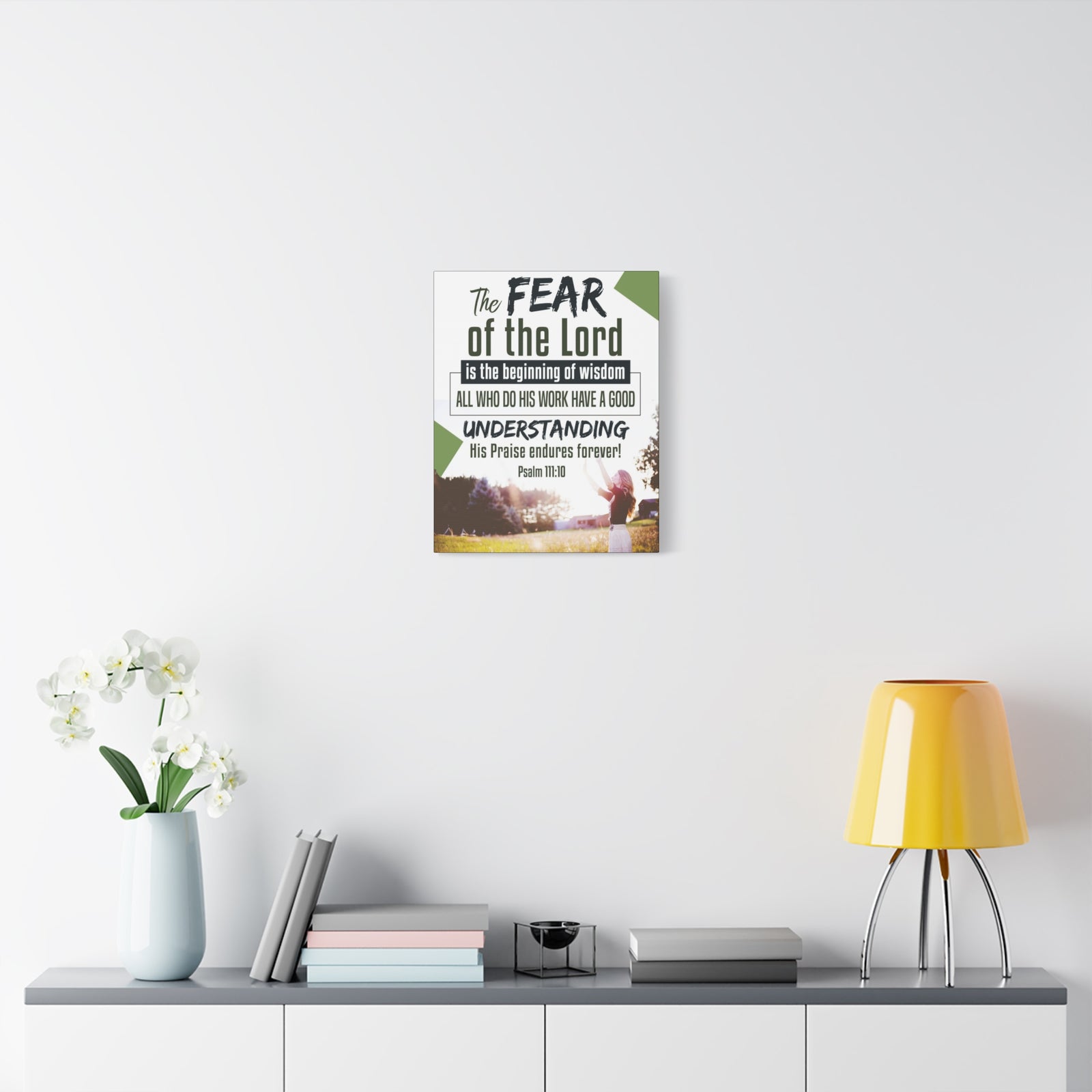 Scripture Canvas His Praise Endures Forever! Psalm 111:10 Christian Wall Art Bible Verse Print Ready to Hang-Express Your Love Gifts