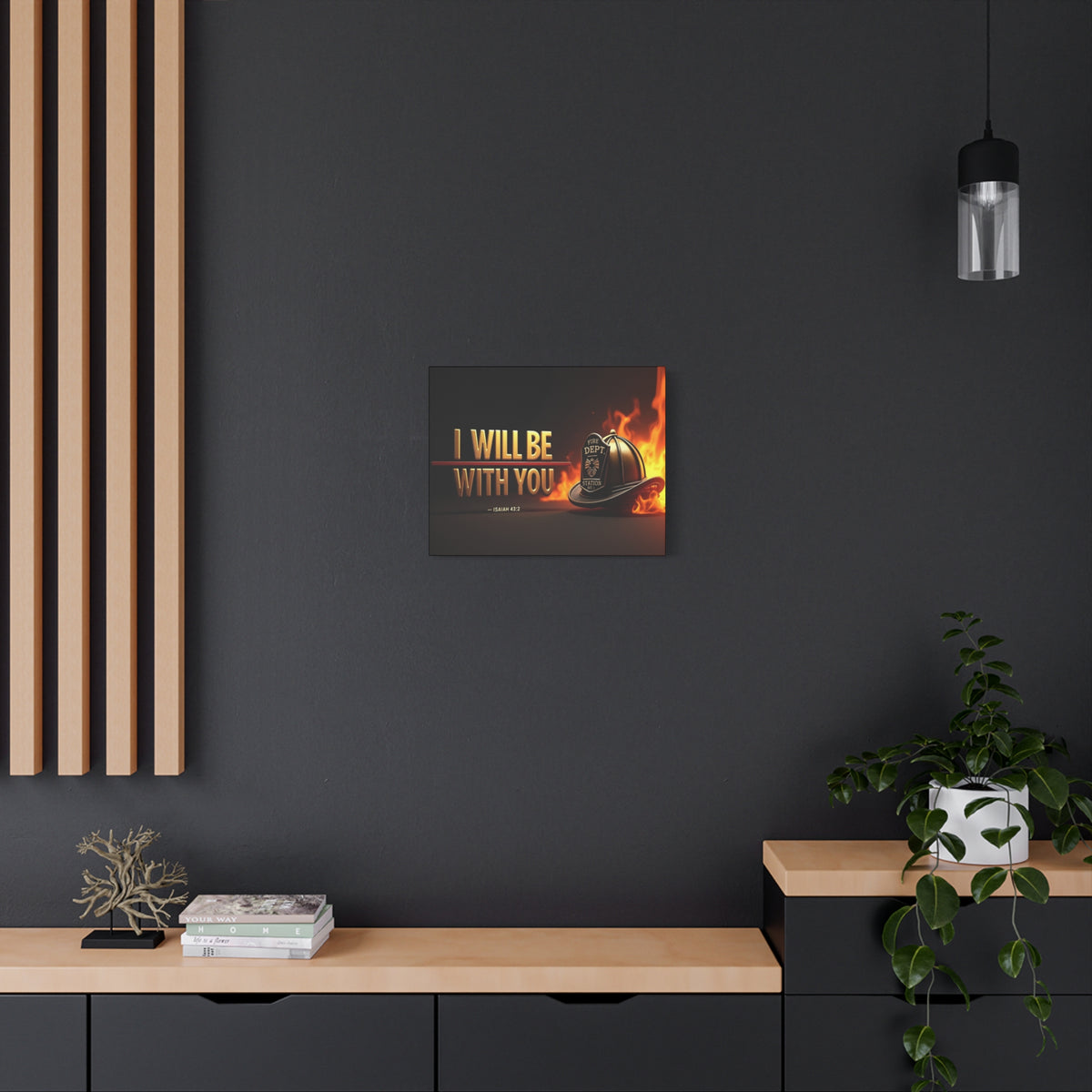 Scripture Walls Isaiah 43:2 Firefighter I Will Be With You Bible Verse Canvas Christian Wall Art Ready to Hang Unframed-Express Your Love Gifts
